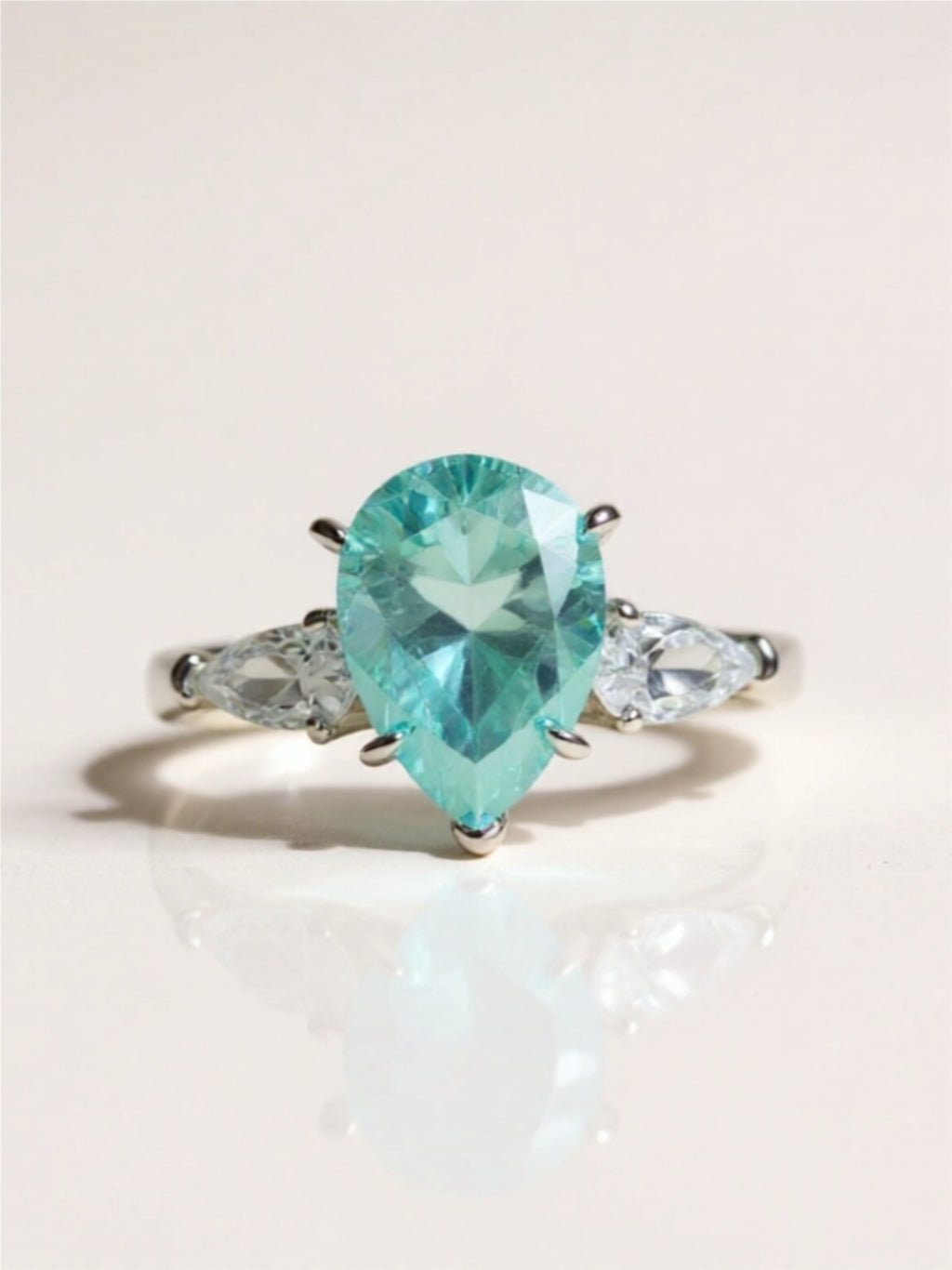 2 Carat 925 Sterling Silver Teal Moissanite Ring