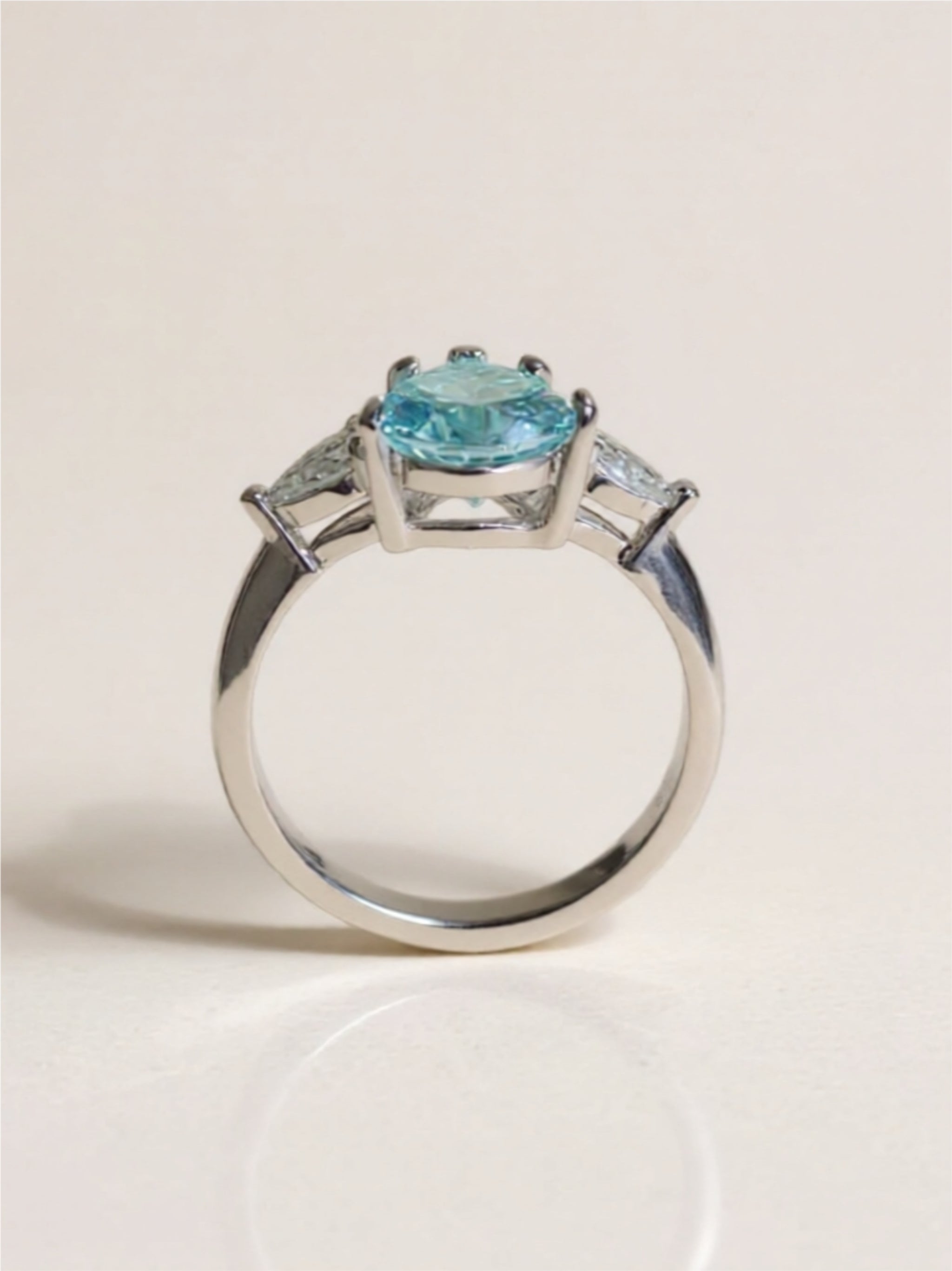 2 Carat 925 Sterling Silver Teal Moissanite Ring