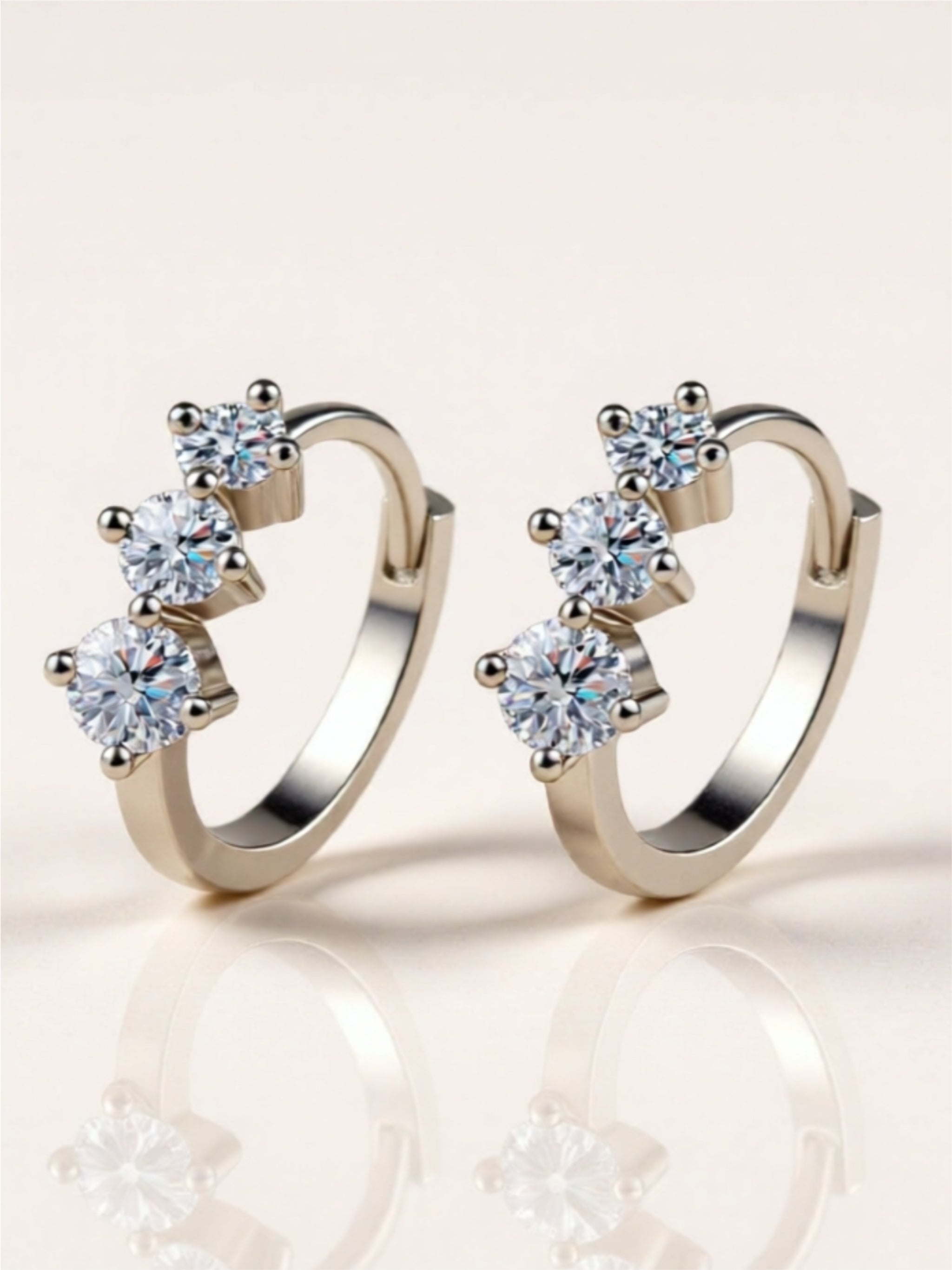 925 Sterling Silver Moissanite Huggie Earrings