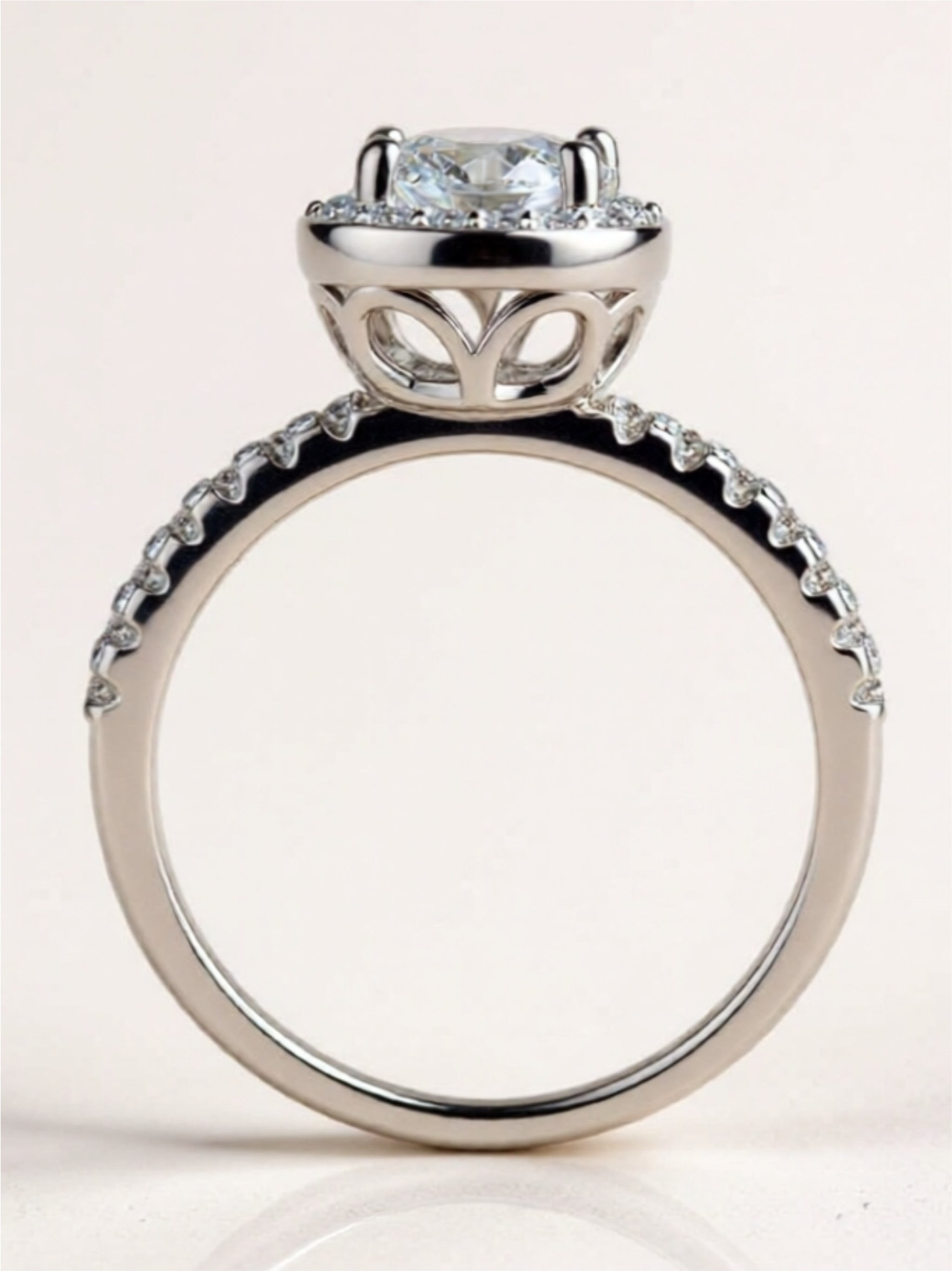 2 Carat Moissanite Square Halo925 Sterling Silver Ring