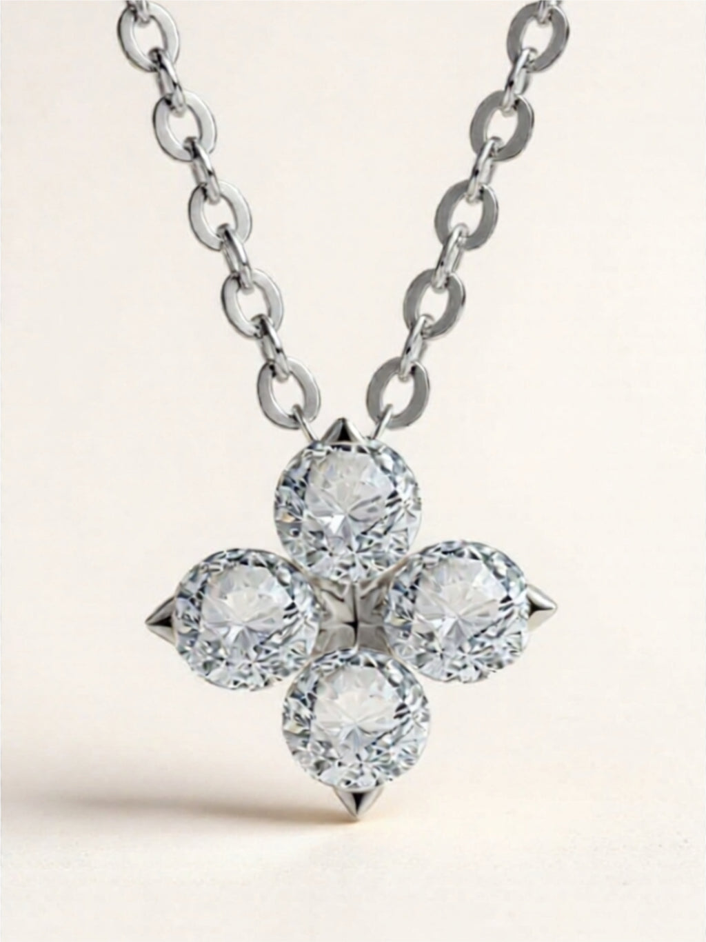 Moissanite Four Leaf Clover Pendant 925 Sterling Silver Necklace