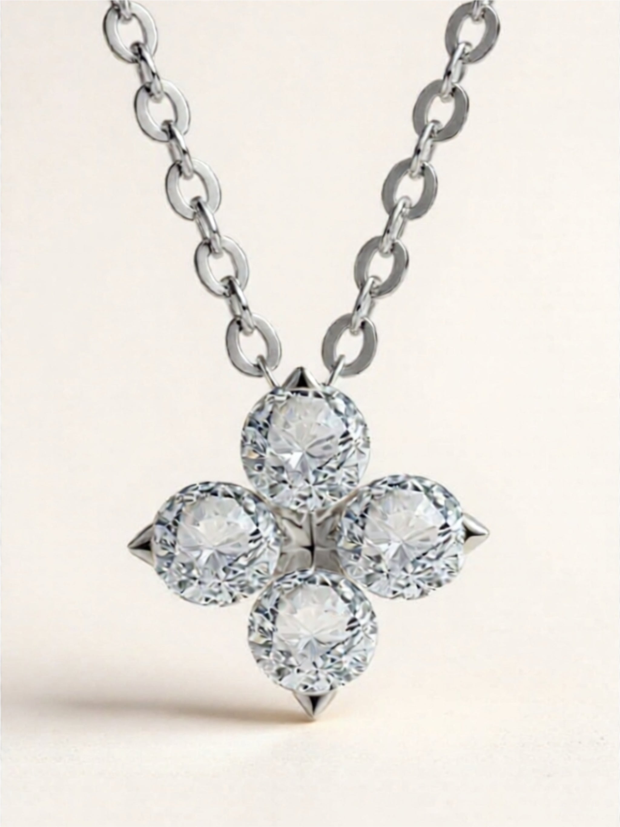 Moissanite Four Leaf Clover Pendant 925 Sterling Silver Necklace
