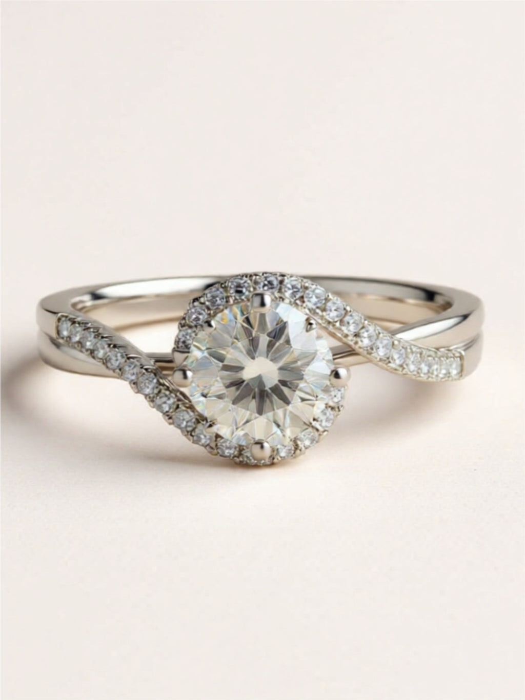 1 Carat Moissanite 925 Sterling Silver Crisscross Ring