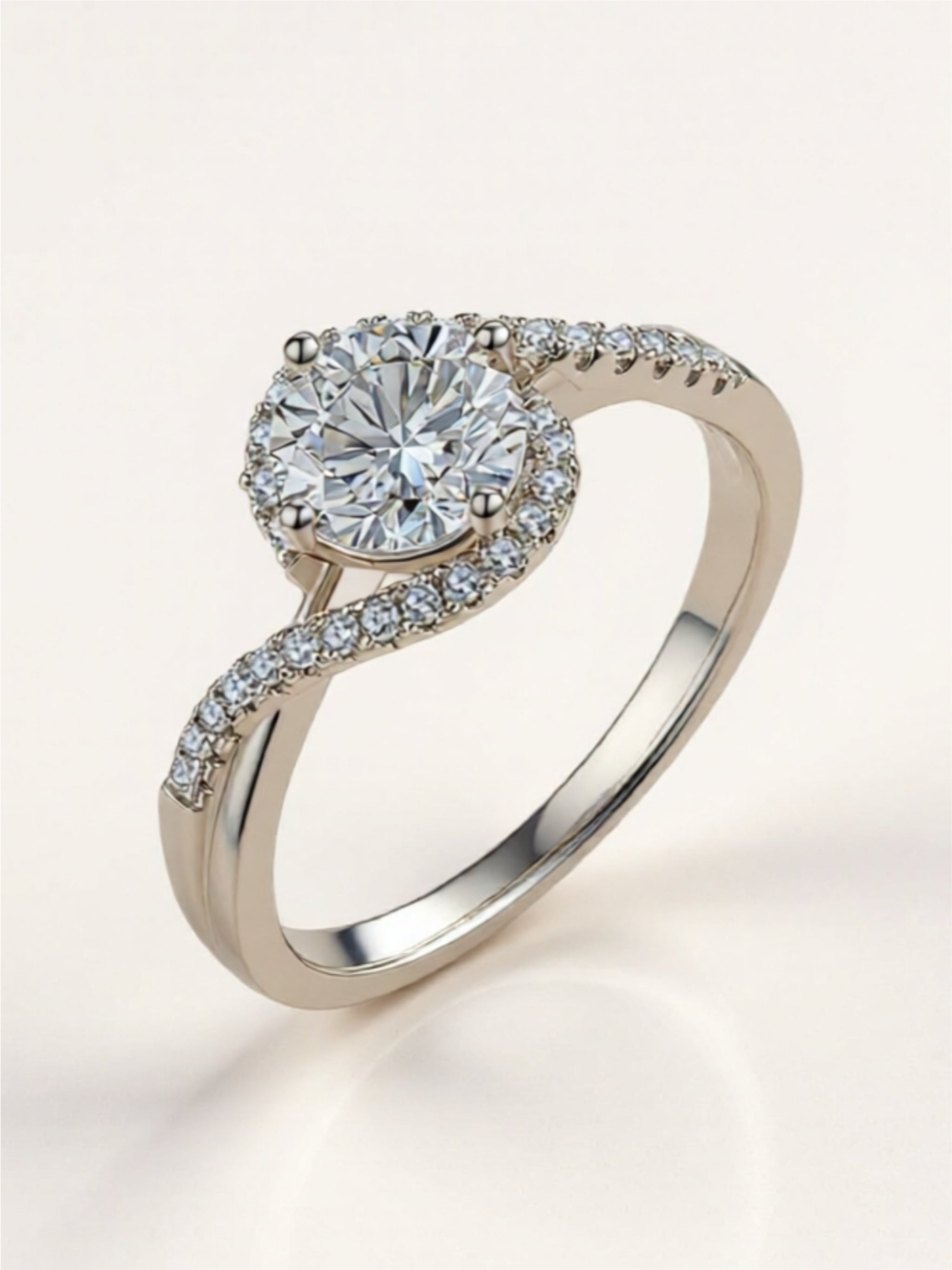 1 Carat Moissanite 925 Sterling Silver Crisscross Ring