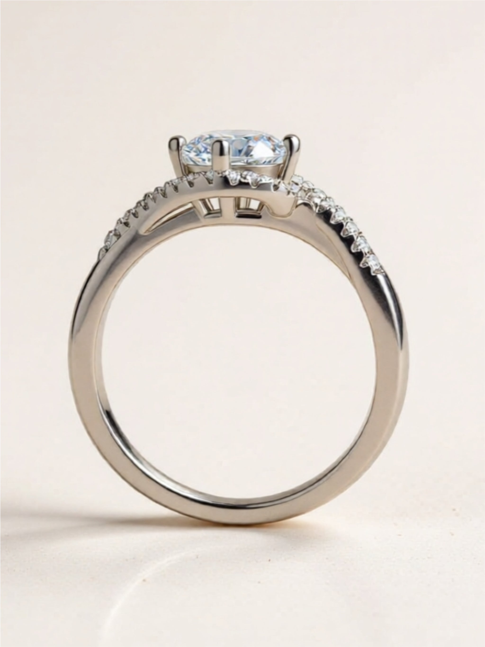 1 Carat Moissanite 925 Sterling Silver Crisscross Ring