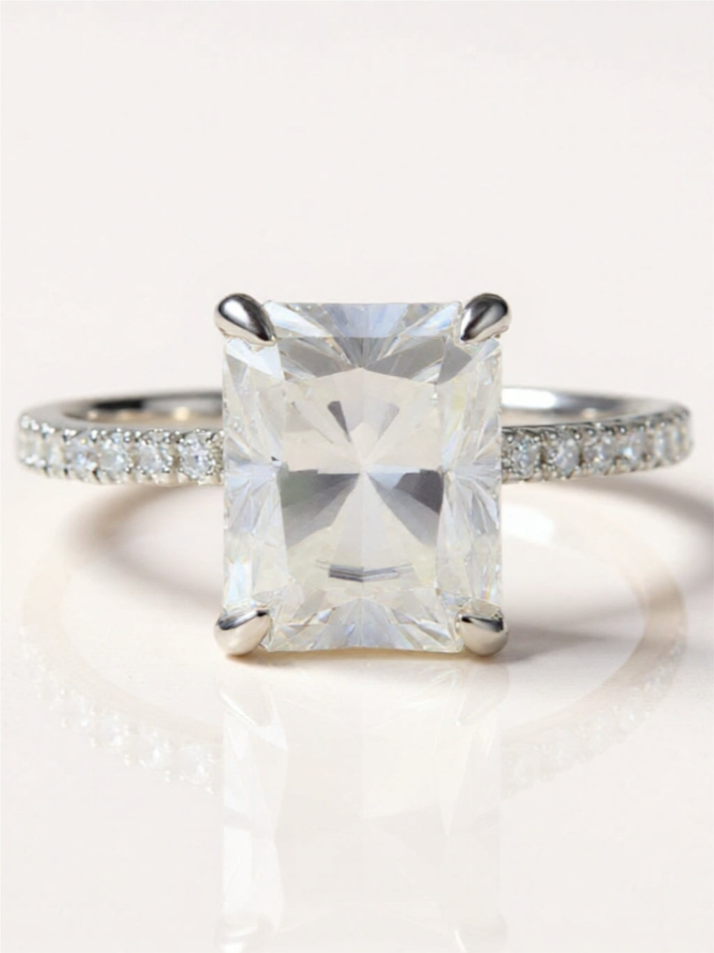 4 Carat Moissanite 925 Sterling Silver Side Stone Ring