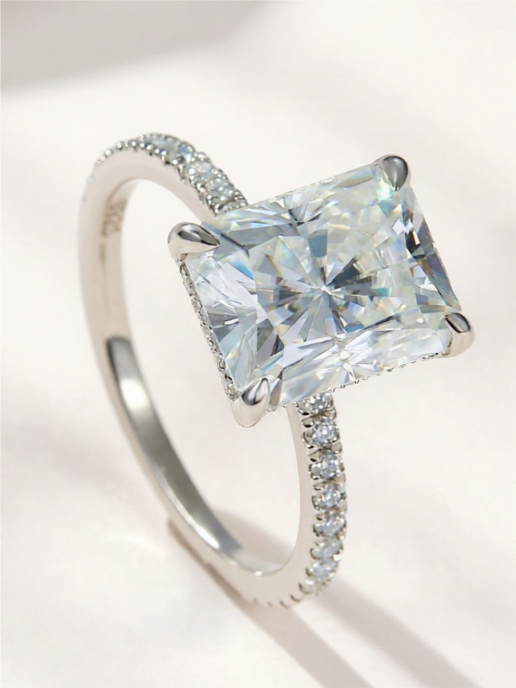 4 Carat Moissanite 925 Sterling Silver Side Stone Ring