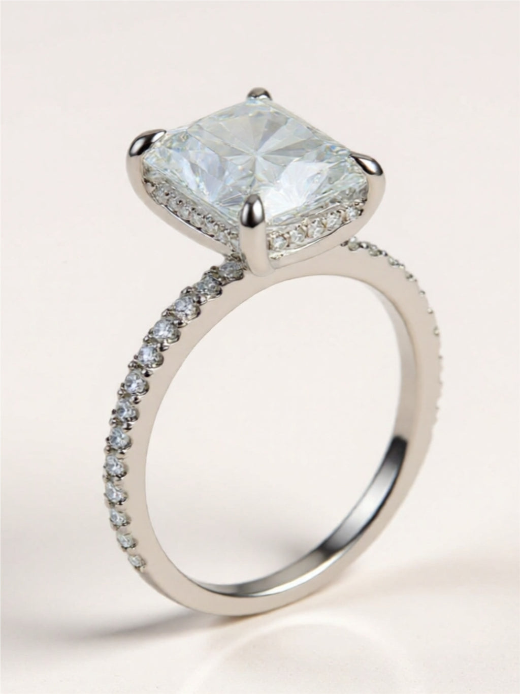 4 Carat Moissanite 925 Sterling Silver Side Stone Ring