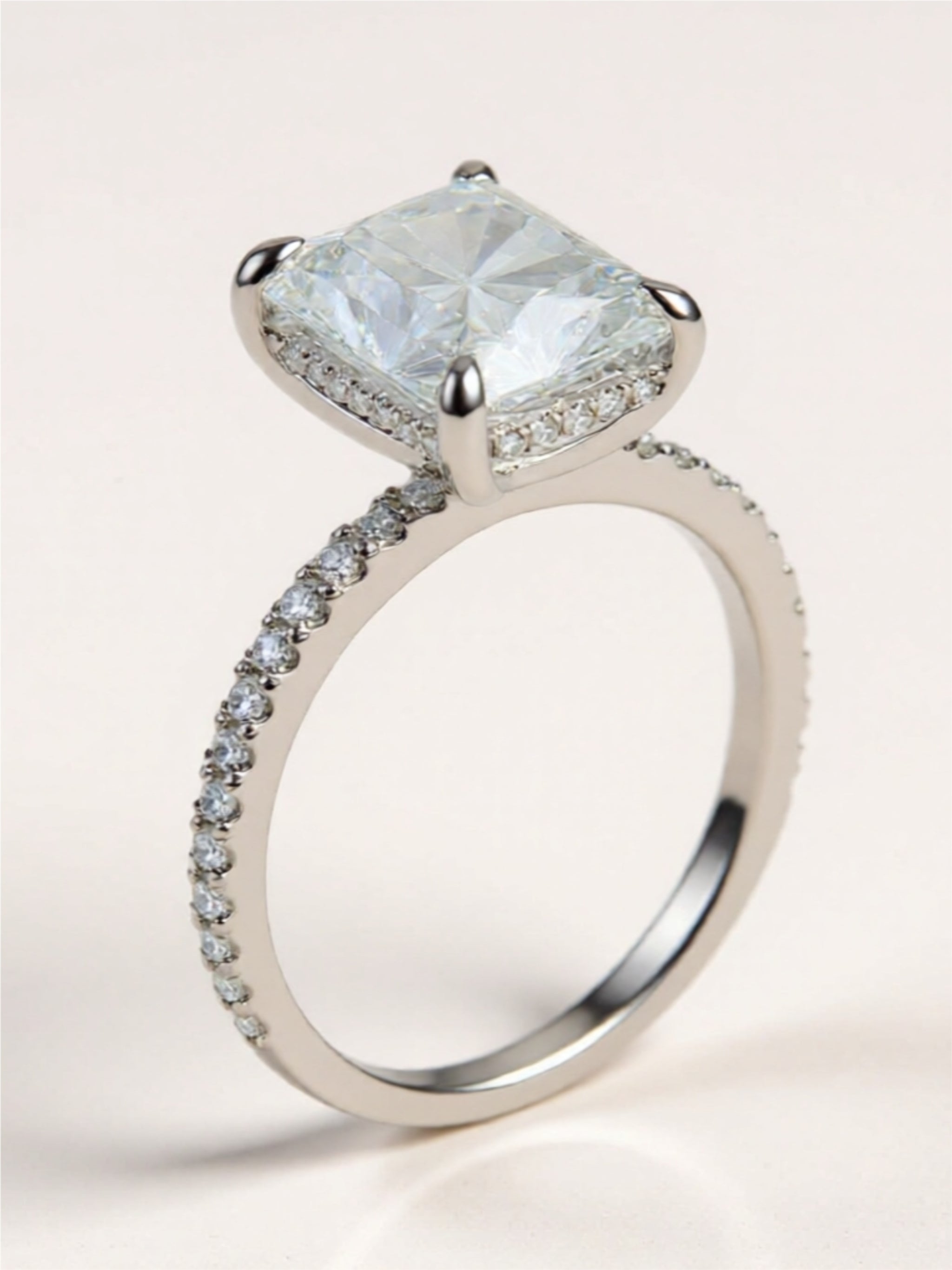 4 Carat Moissanite 925 Sterling Silver Side Stone Ring