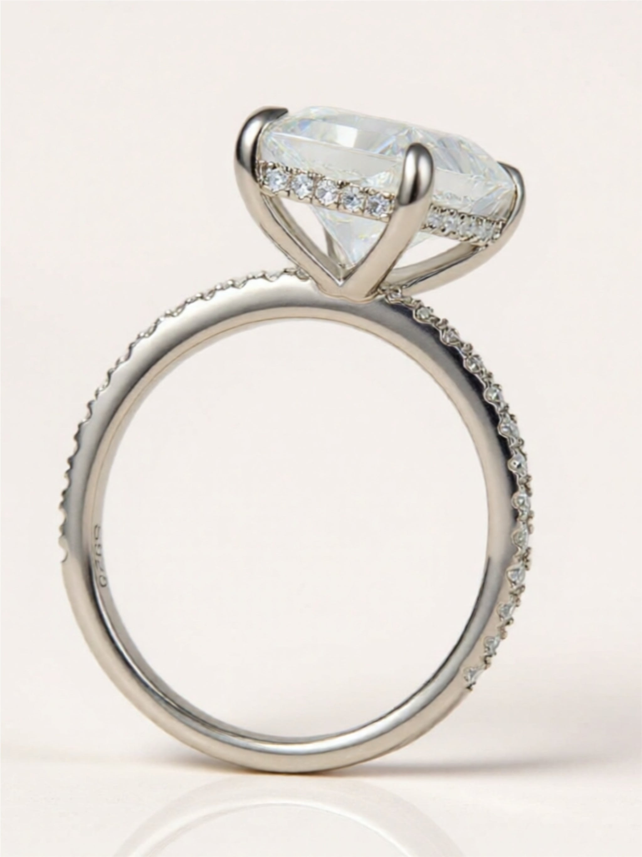 4 Carat Moissanite 925 Sterling Silver Side Stone Ring