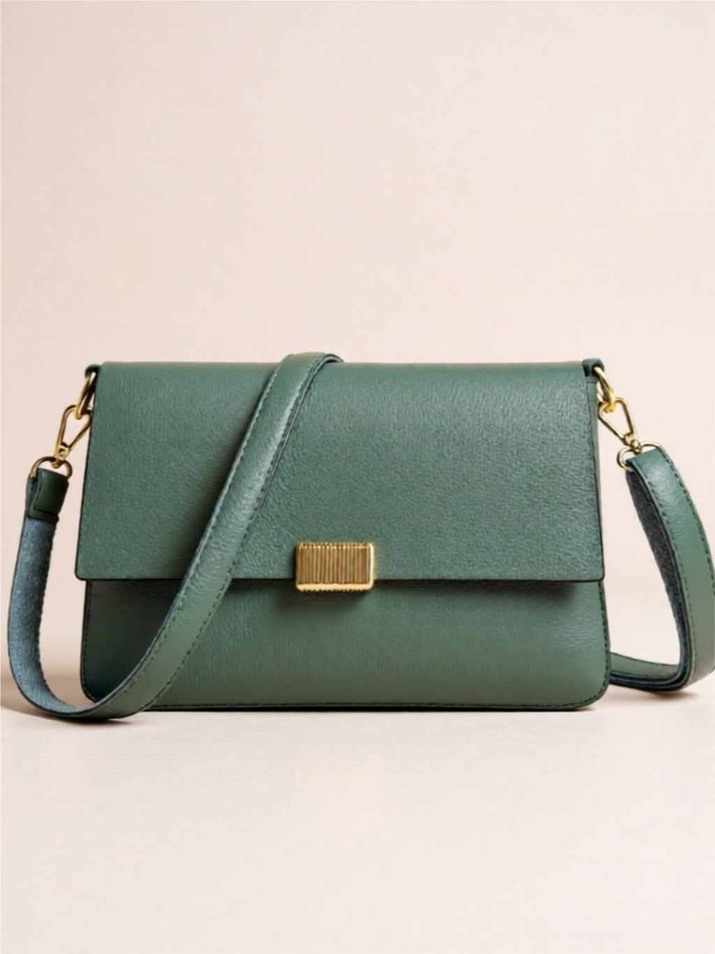 Vegan Leather Crossbody Bag with Gold Accents