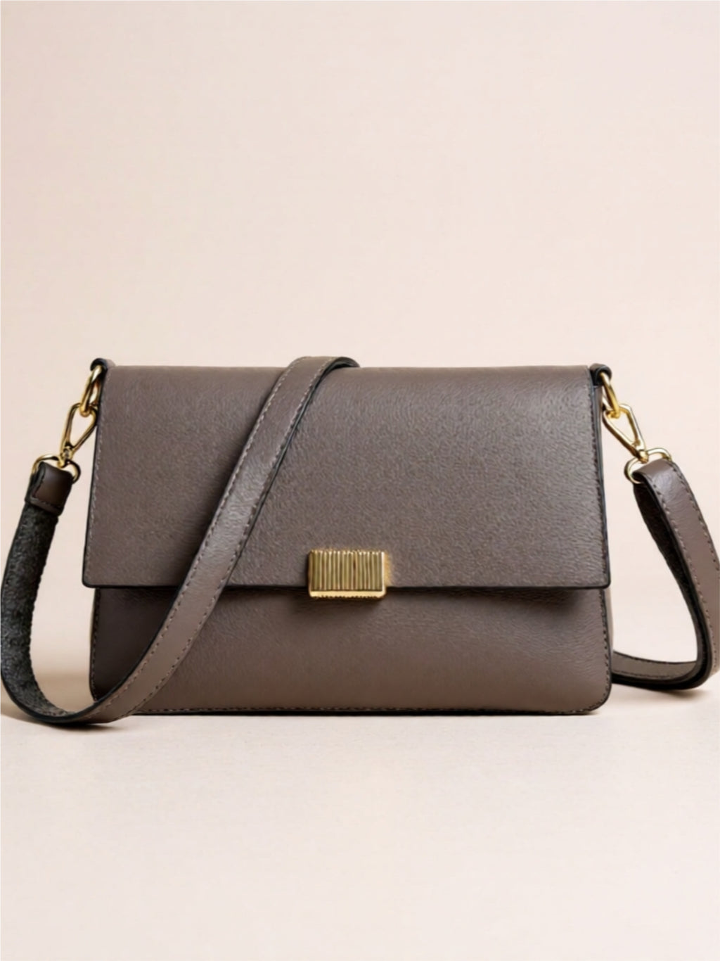 Vegan Leather Crossbody Bag with Gold Accents