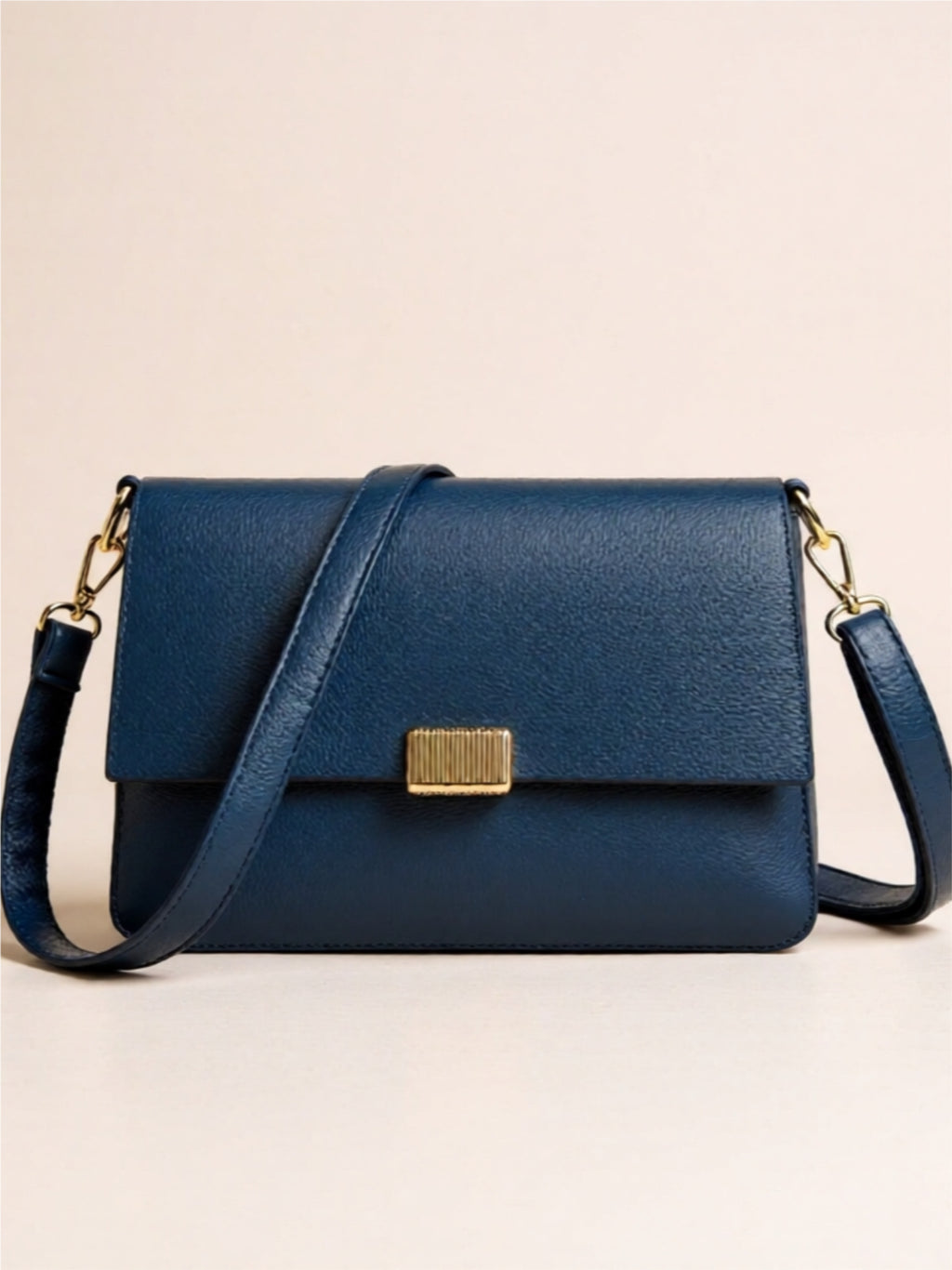 Vegan Leather Crossbody Bag with Gold Accents