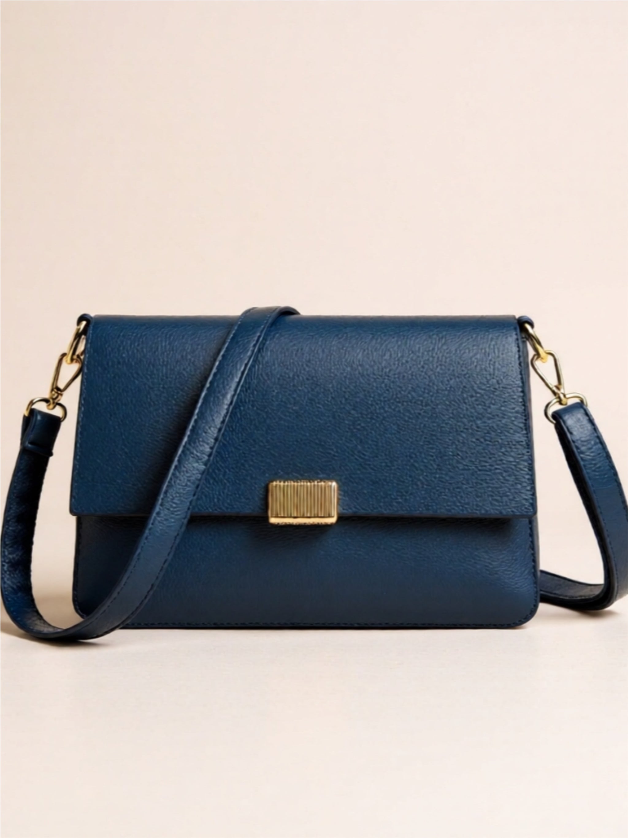 Vegan Leather Crossbody Bag with Gold Accents