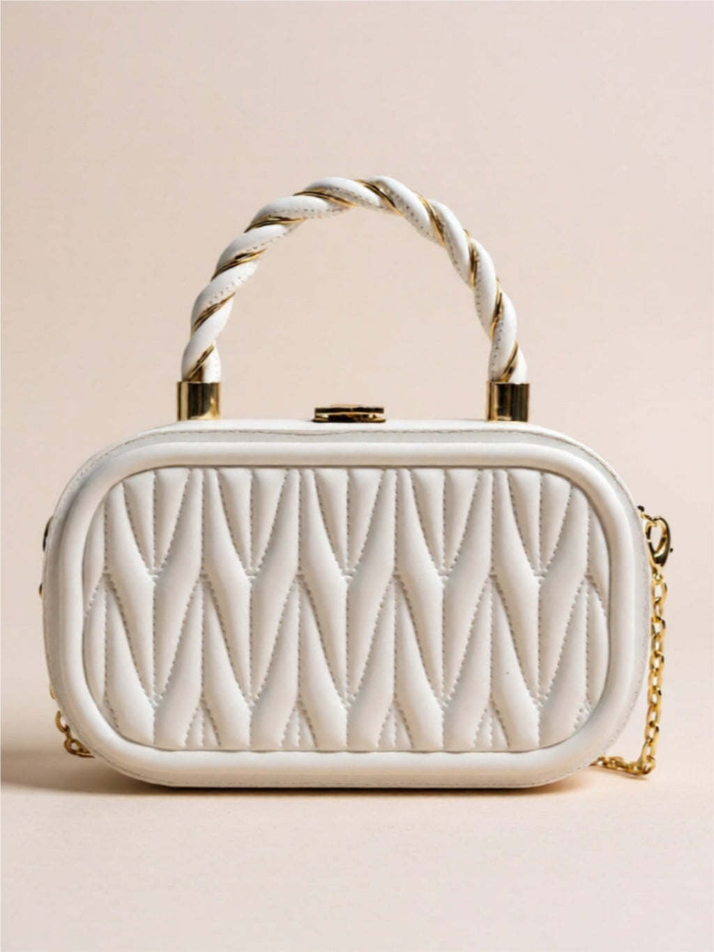 Vegan Leather Crossbody Bag with Gold Accents