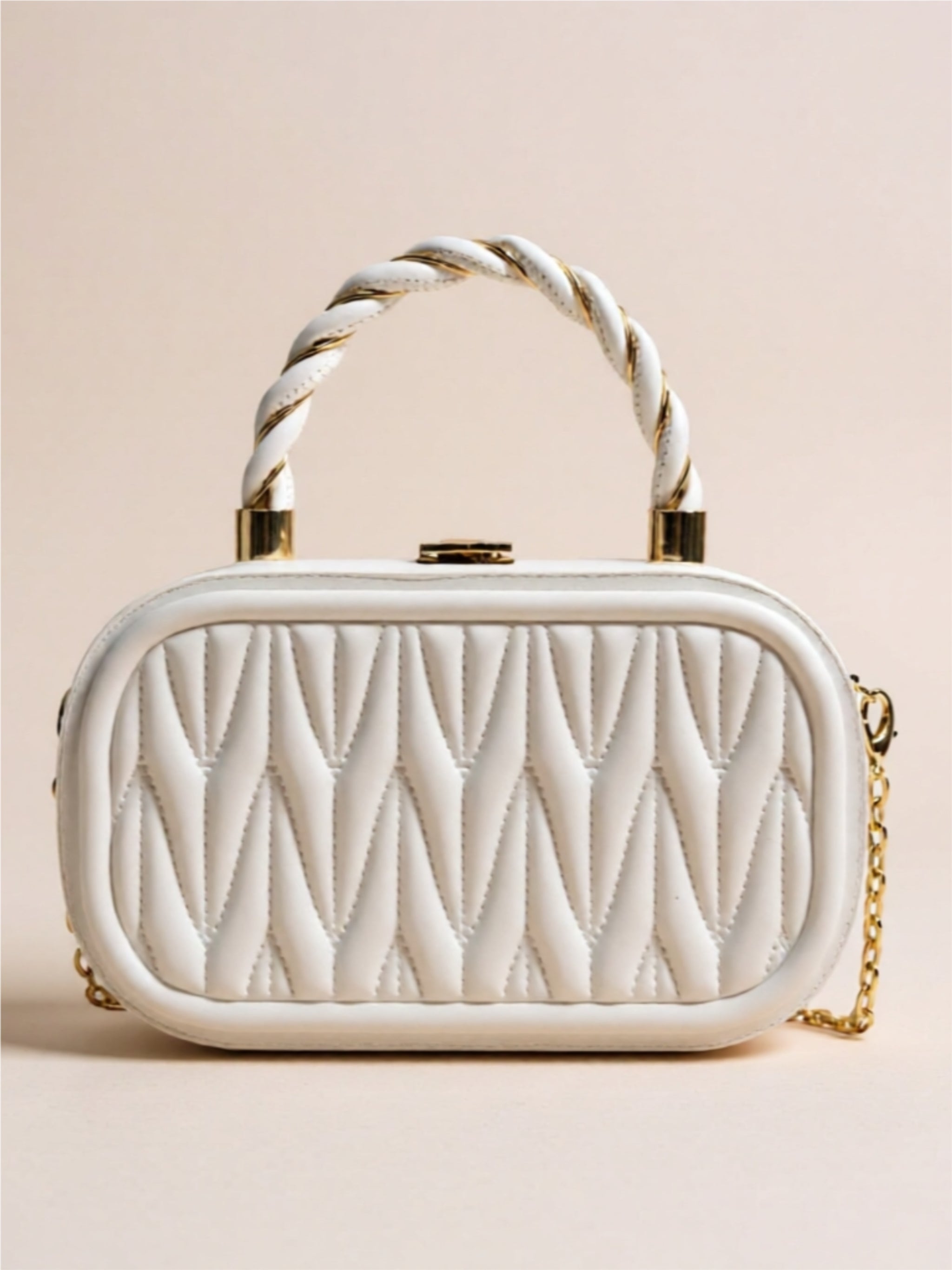 Vegan Leather Crossbody Bag with Gold Accents