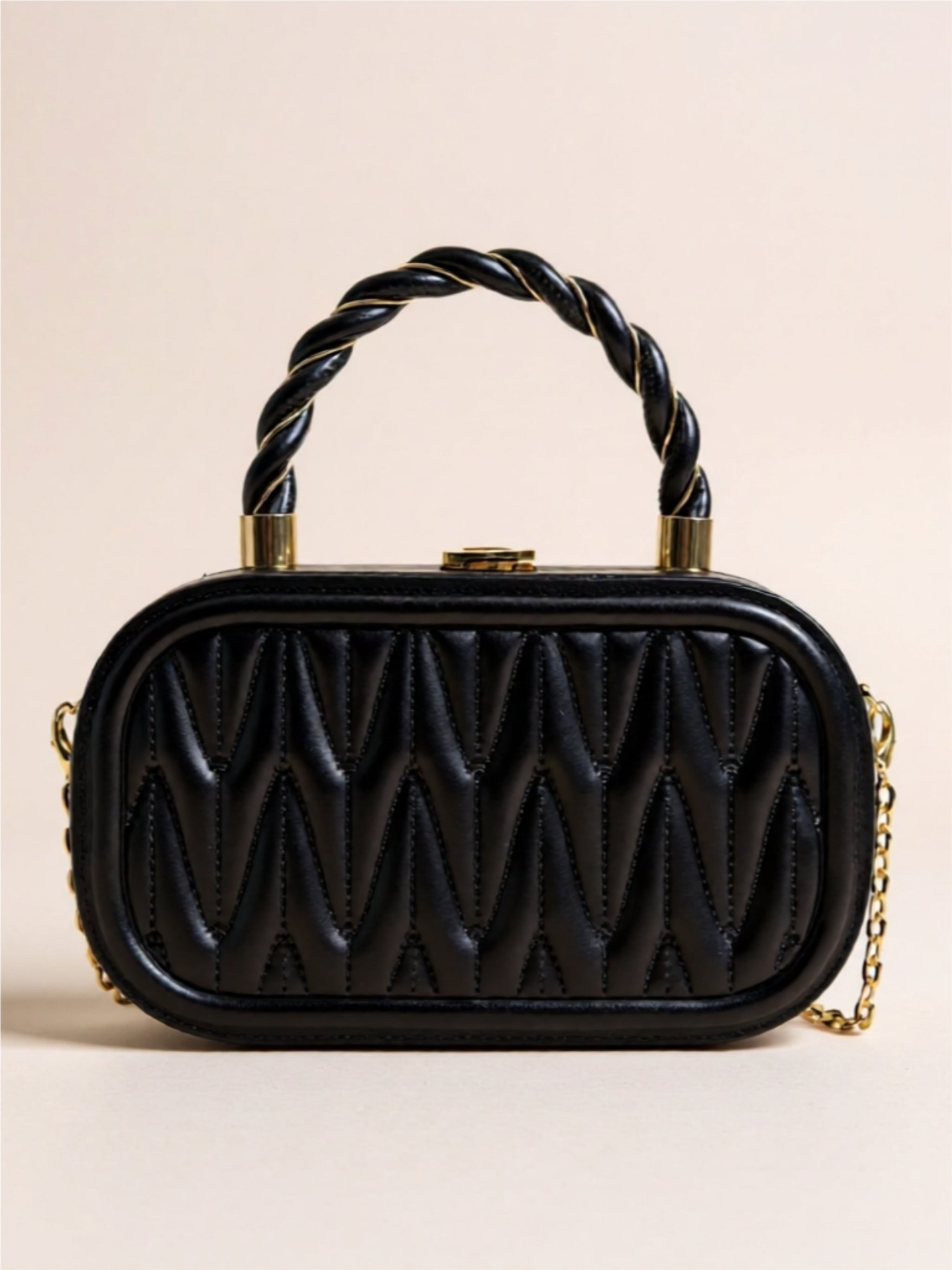 Vegan Leather Crossbody Bag with Gold Accents