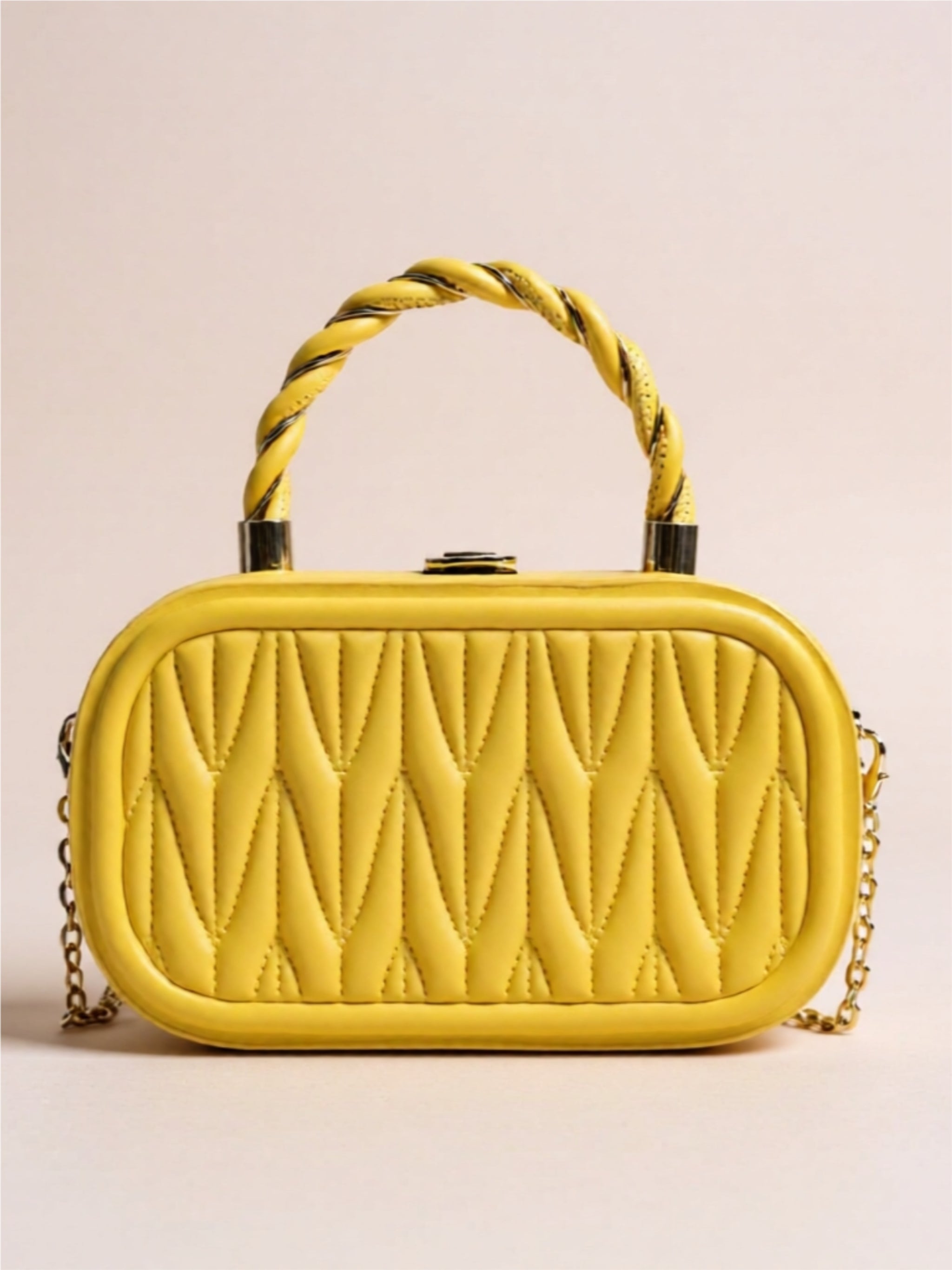 Vegan Leather Crossbody Bag with Gold Accents