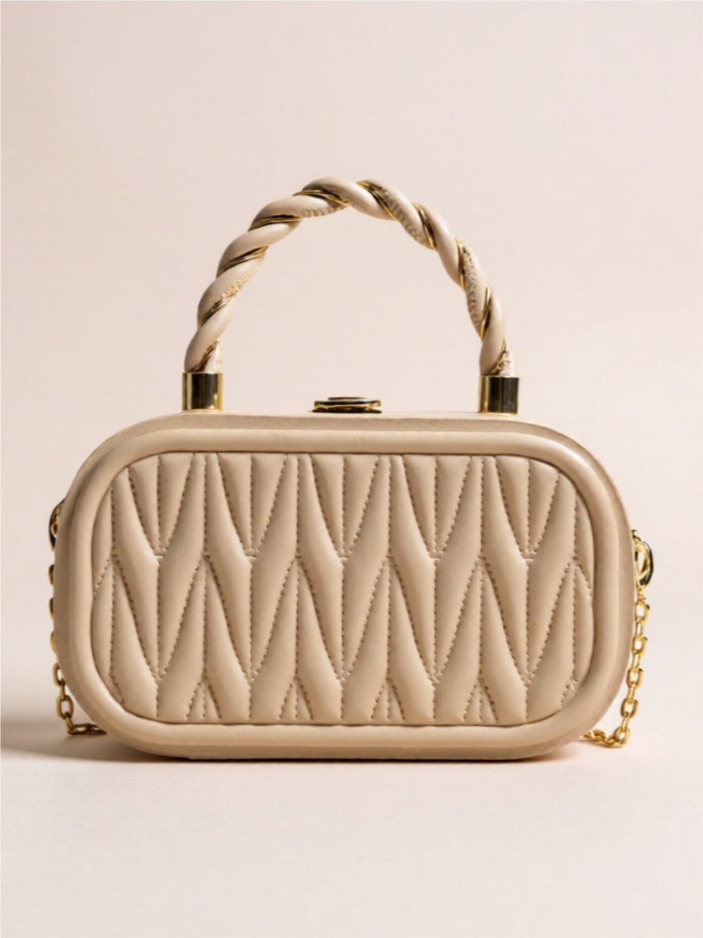 Vegan Leather Crossbody Bag with Gold Accents