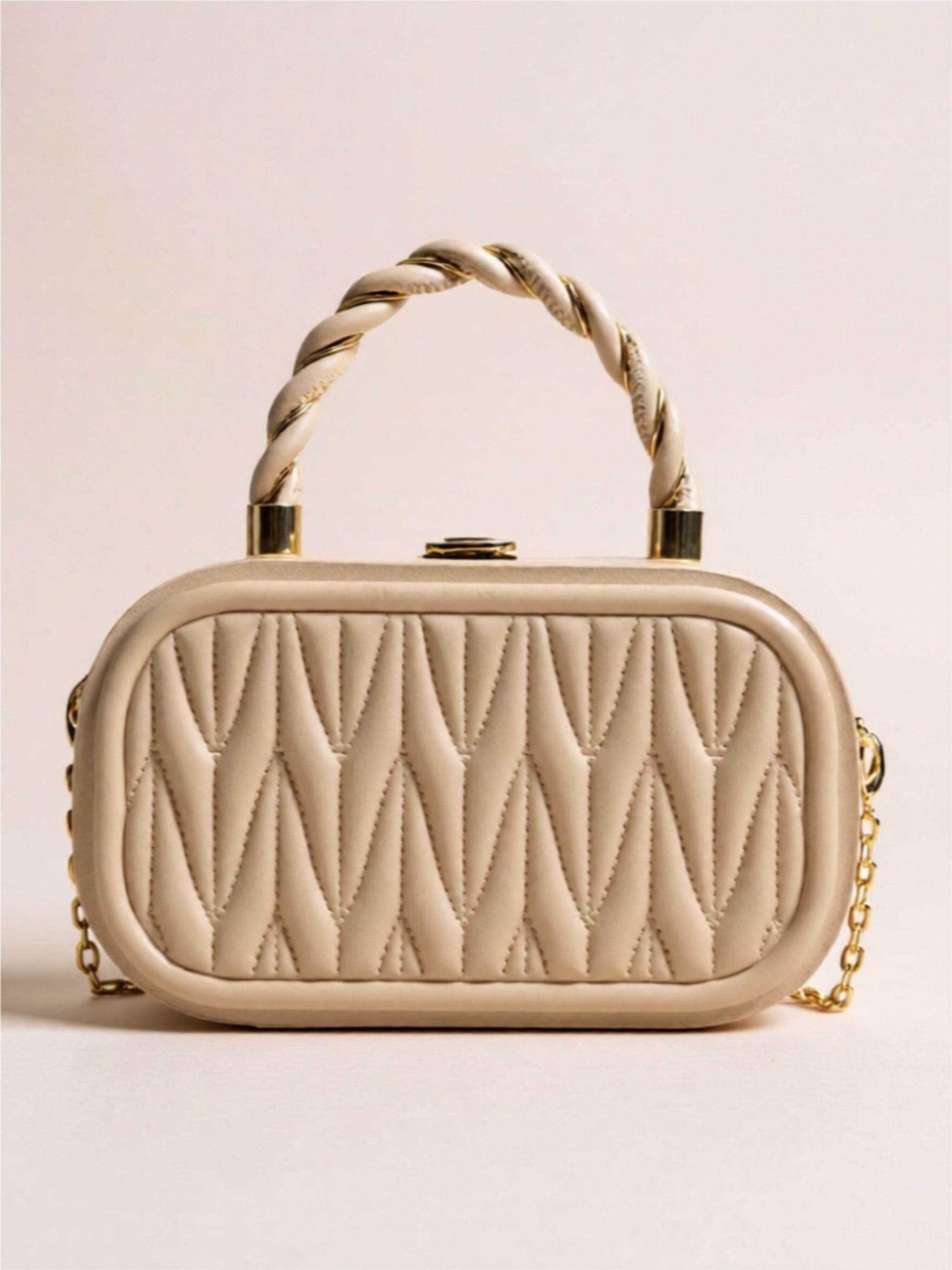 Vegan Leather Crossbody Bag with Gold Accents