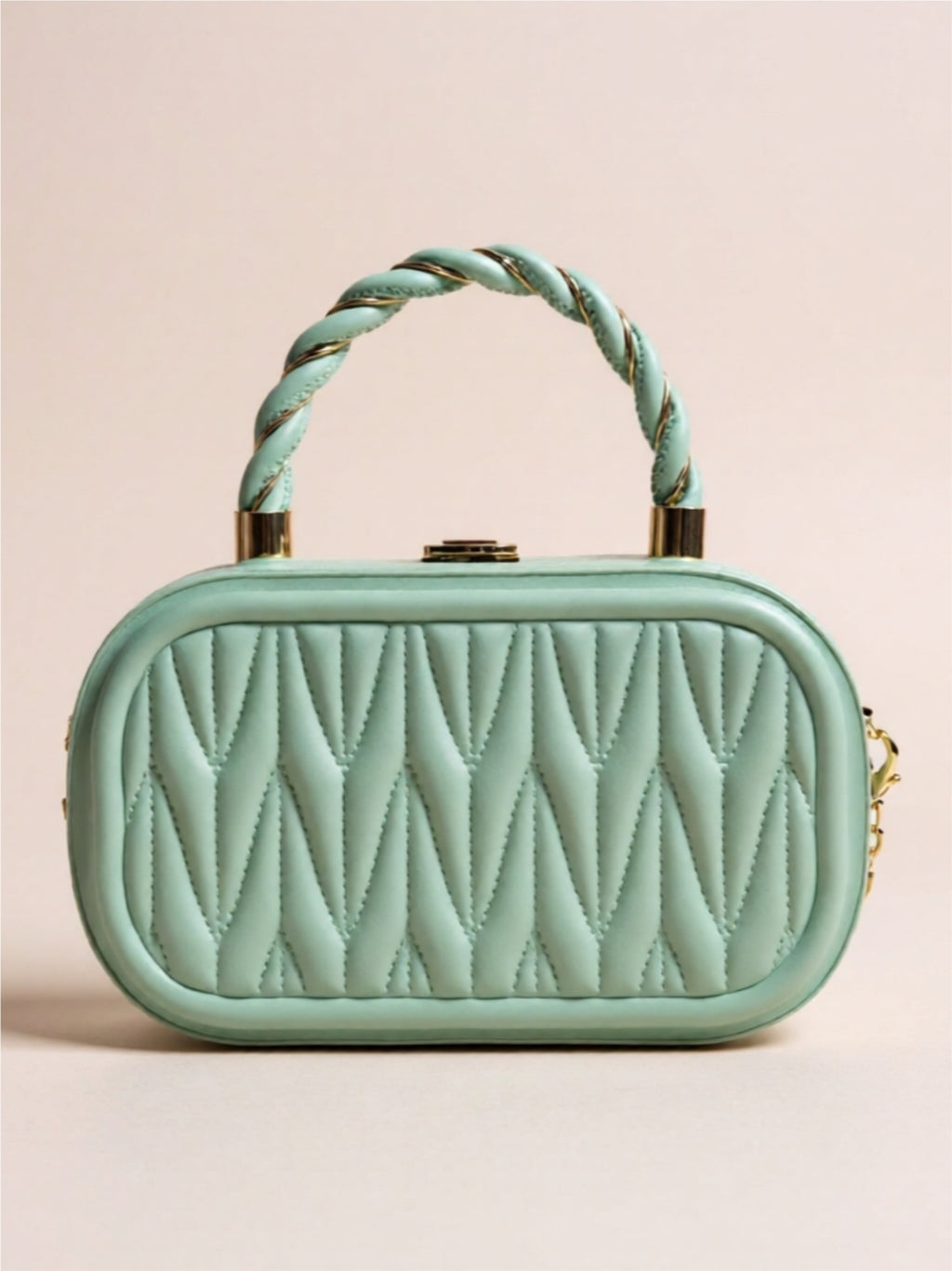 Vegan Leather Crossbody Bag with Gold Accents