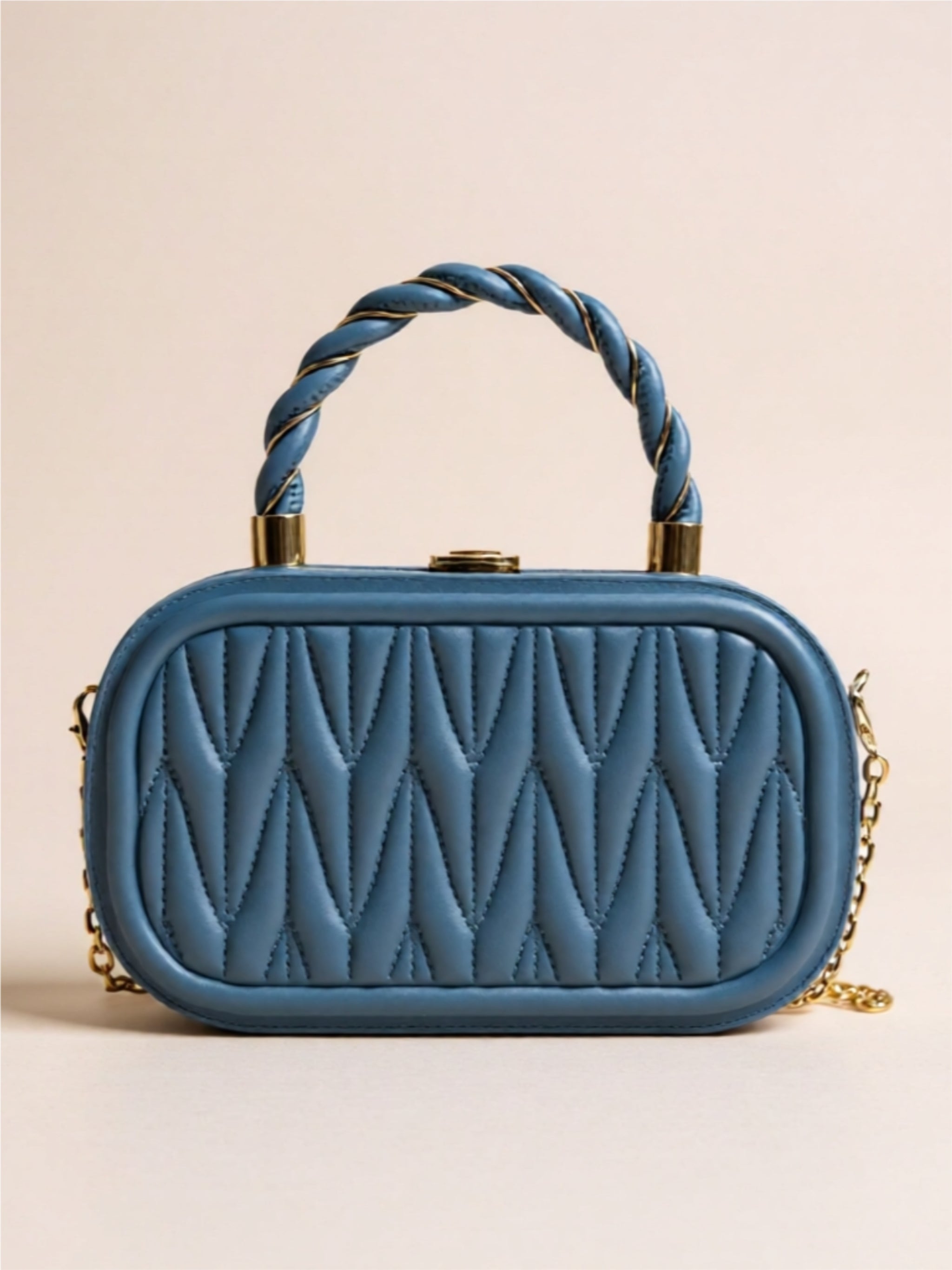 Vegan Leather Crossbody Bag with Gold Accents