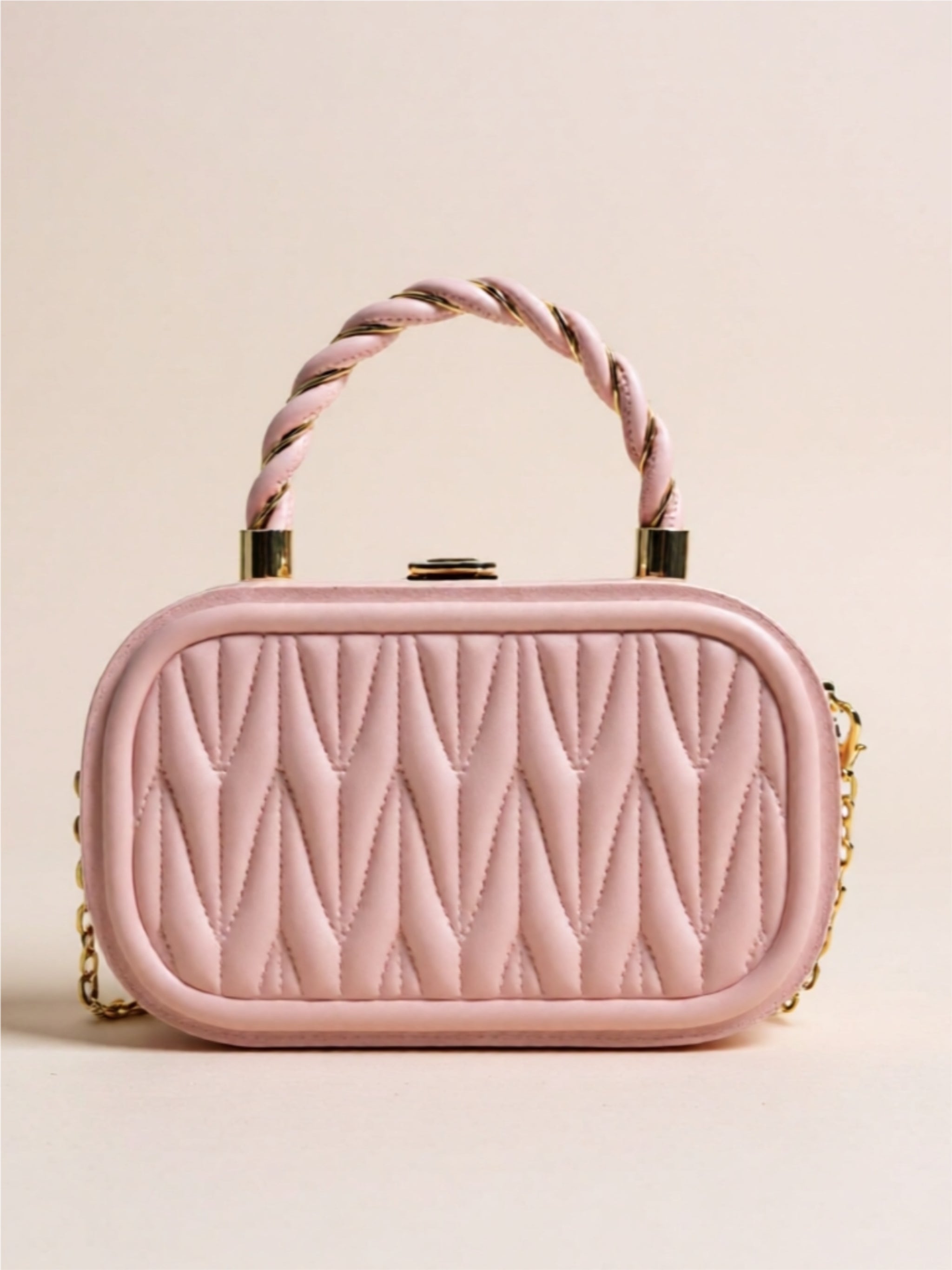 Vegan Leather Crossbody Bag with Gold Accents