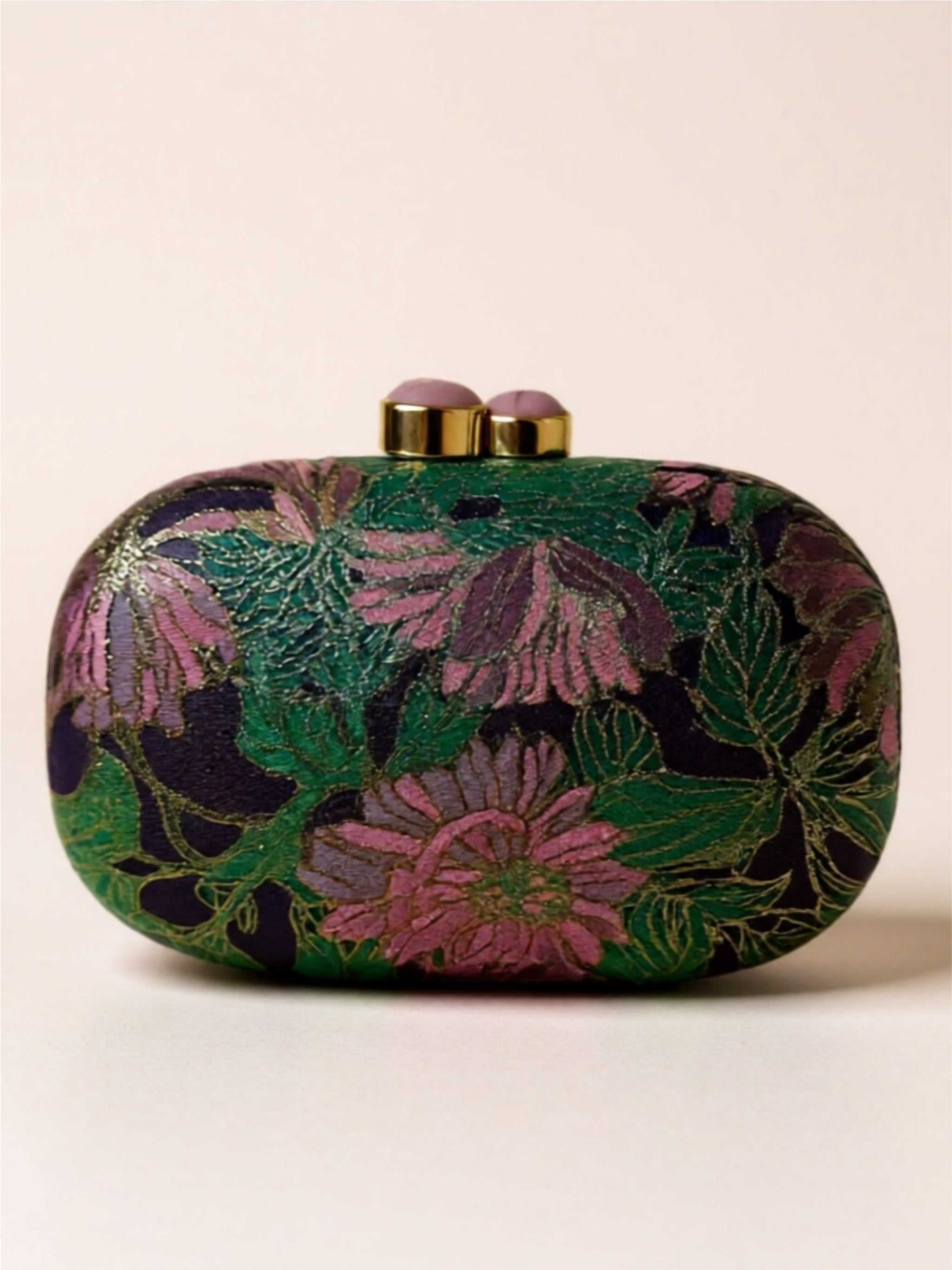 Vegan Leather Floral Clutch
