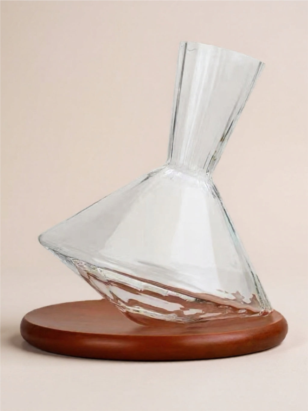 Crystal Glass Wine Decanter with Wooden Base