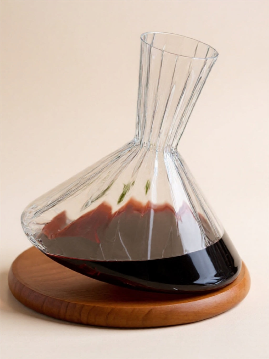 Crystal Glass Wine Decanter with Wooden Base