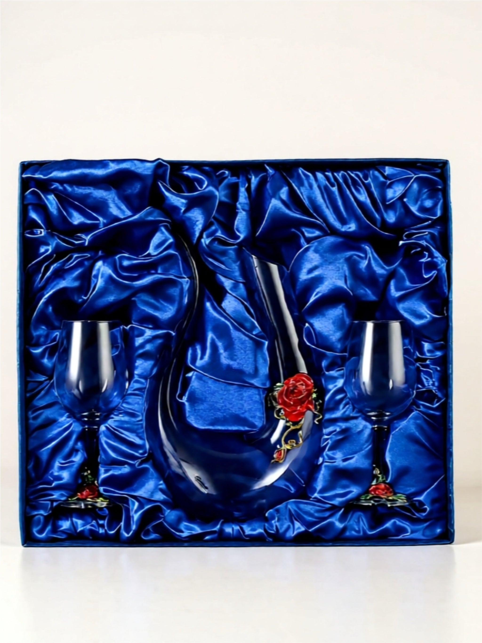 Luxury Glass Decanter & Rose Wine Glass Set