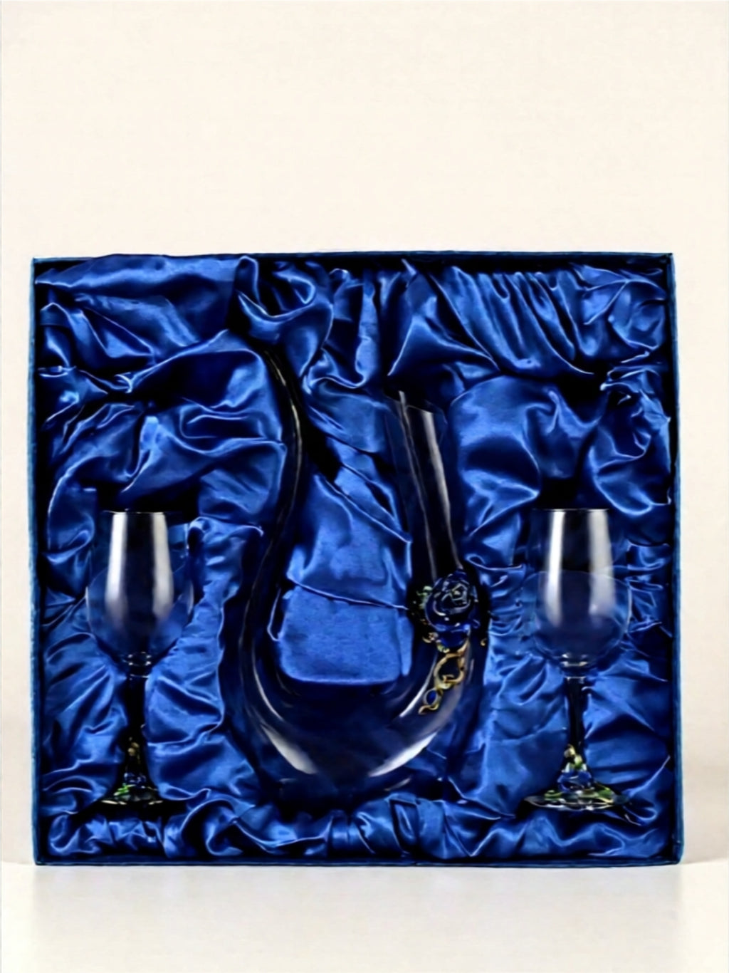 Luxury Glass Decanter & Rose Wine Glass Set