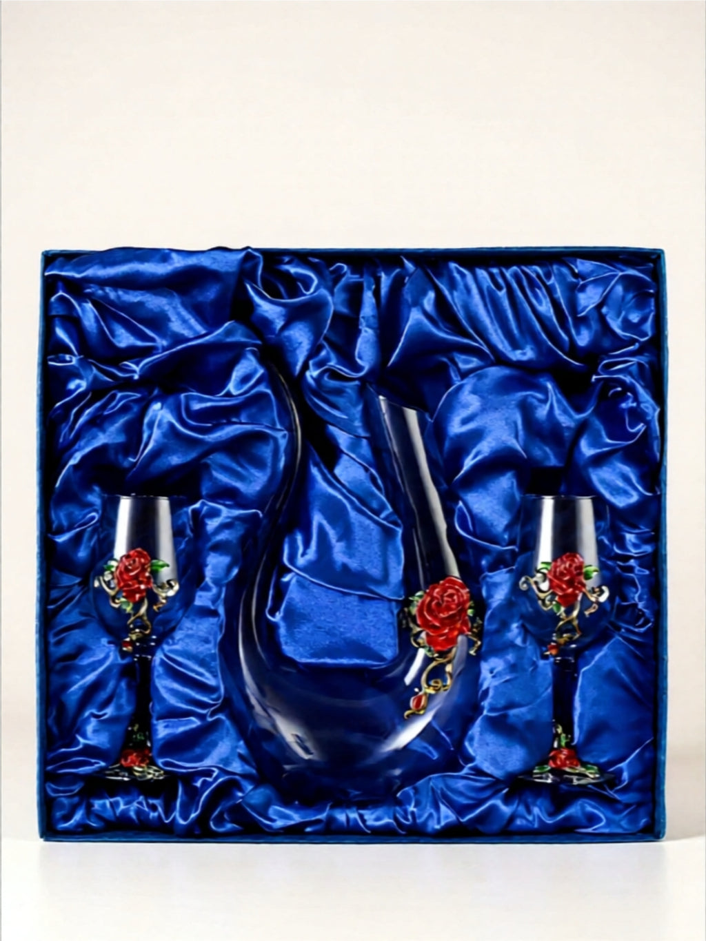 Luxury Glass Decanter & Rose Wine Glass Set
