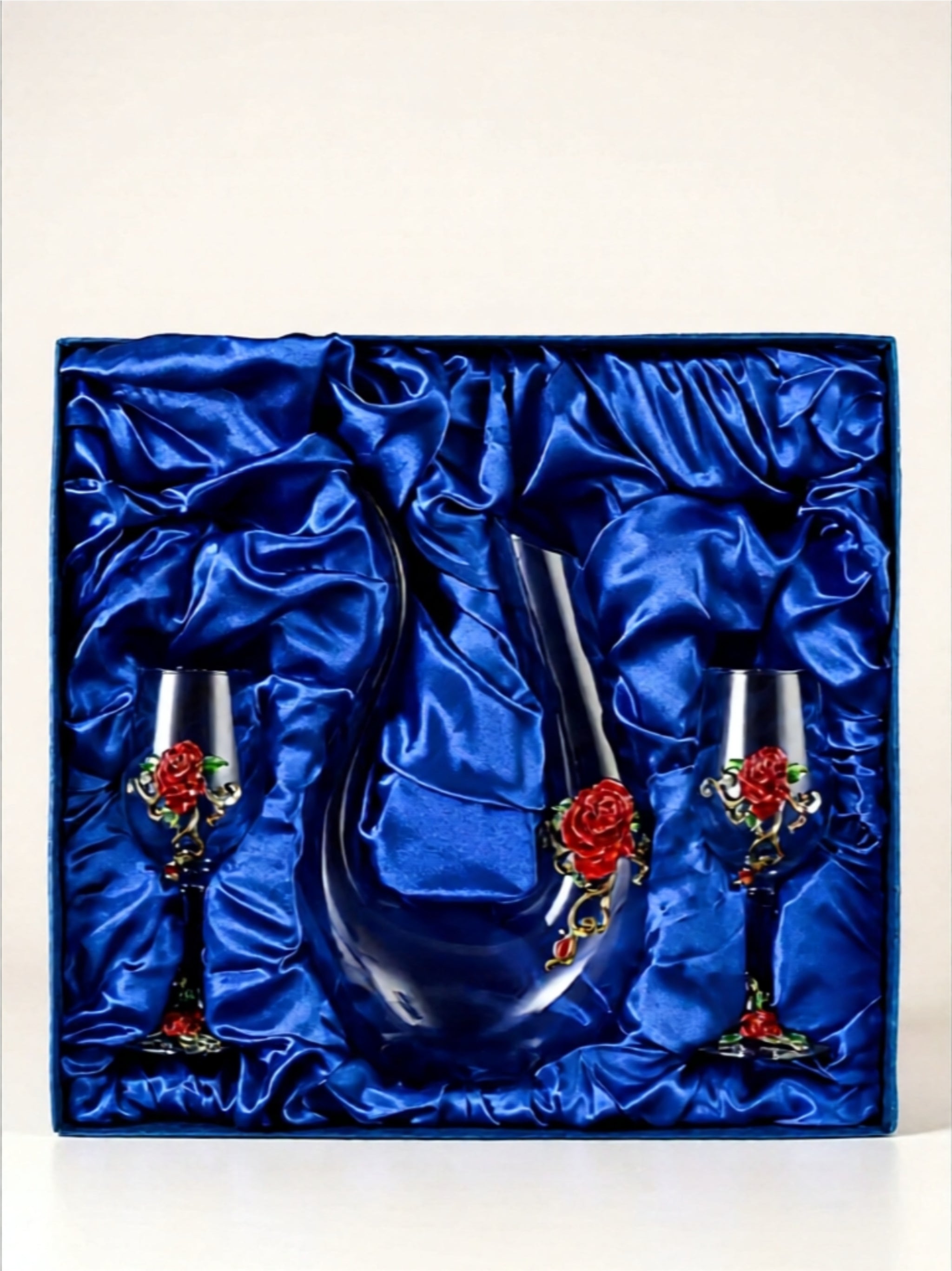 Luxury Glass Decanter & Rose Wine Glass Set