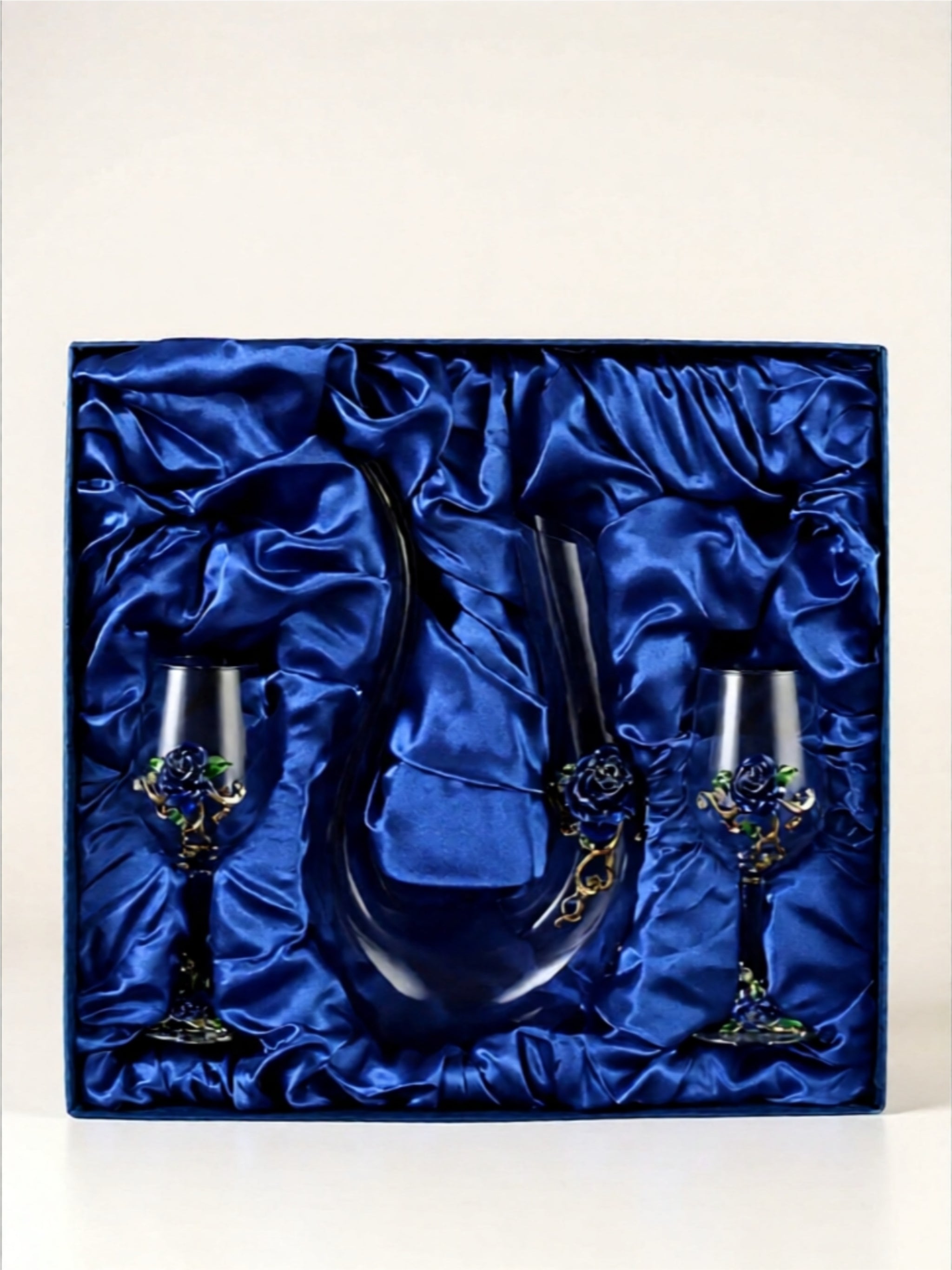 Luxury Glass Decanter & Rose Wine Glass Set