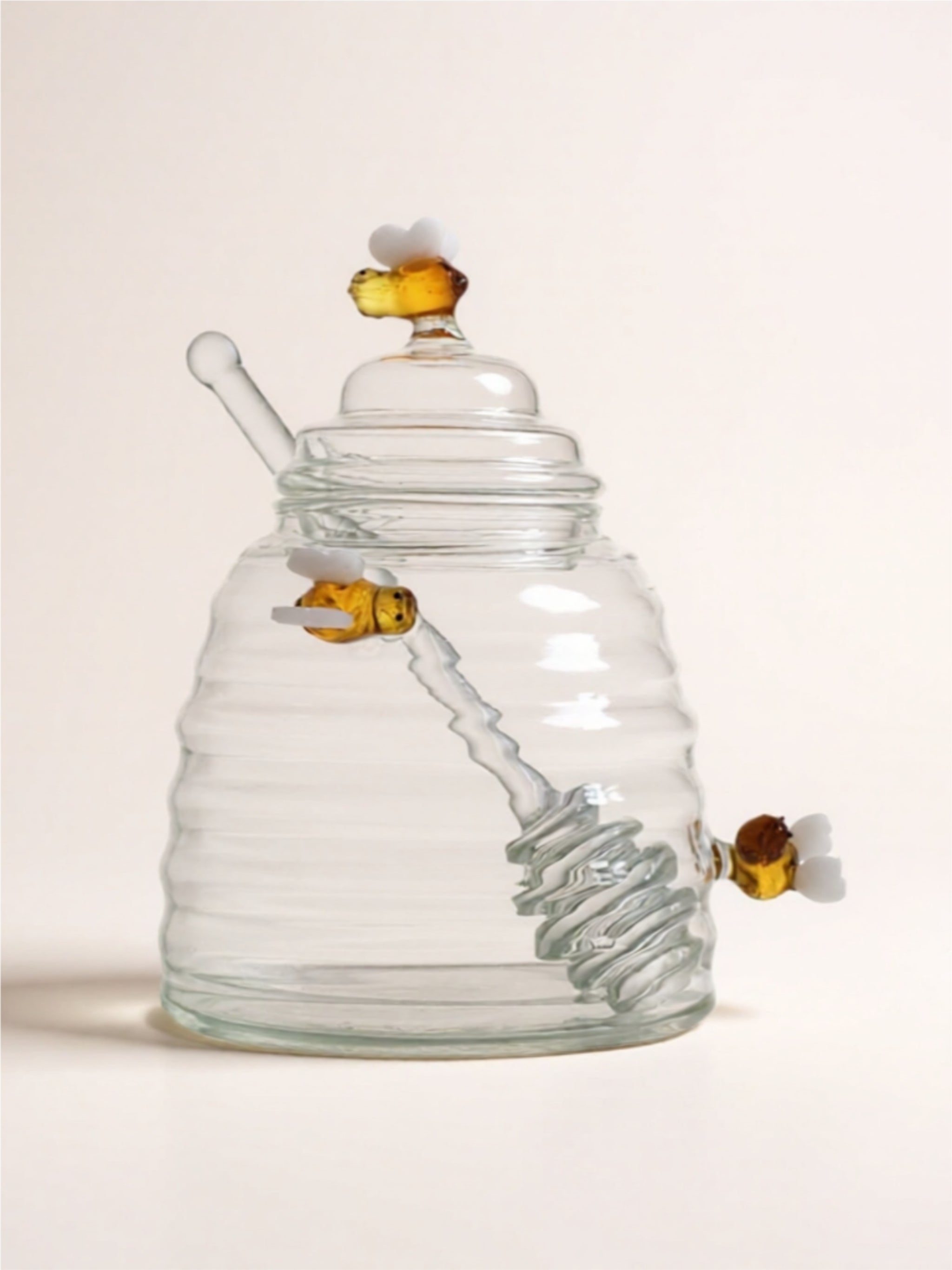 Glass Honey Jar with Lid and Stirring Rod