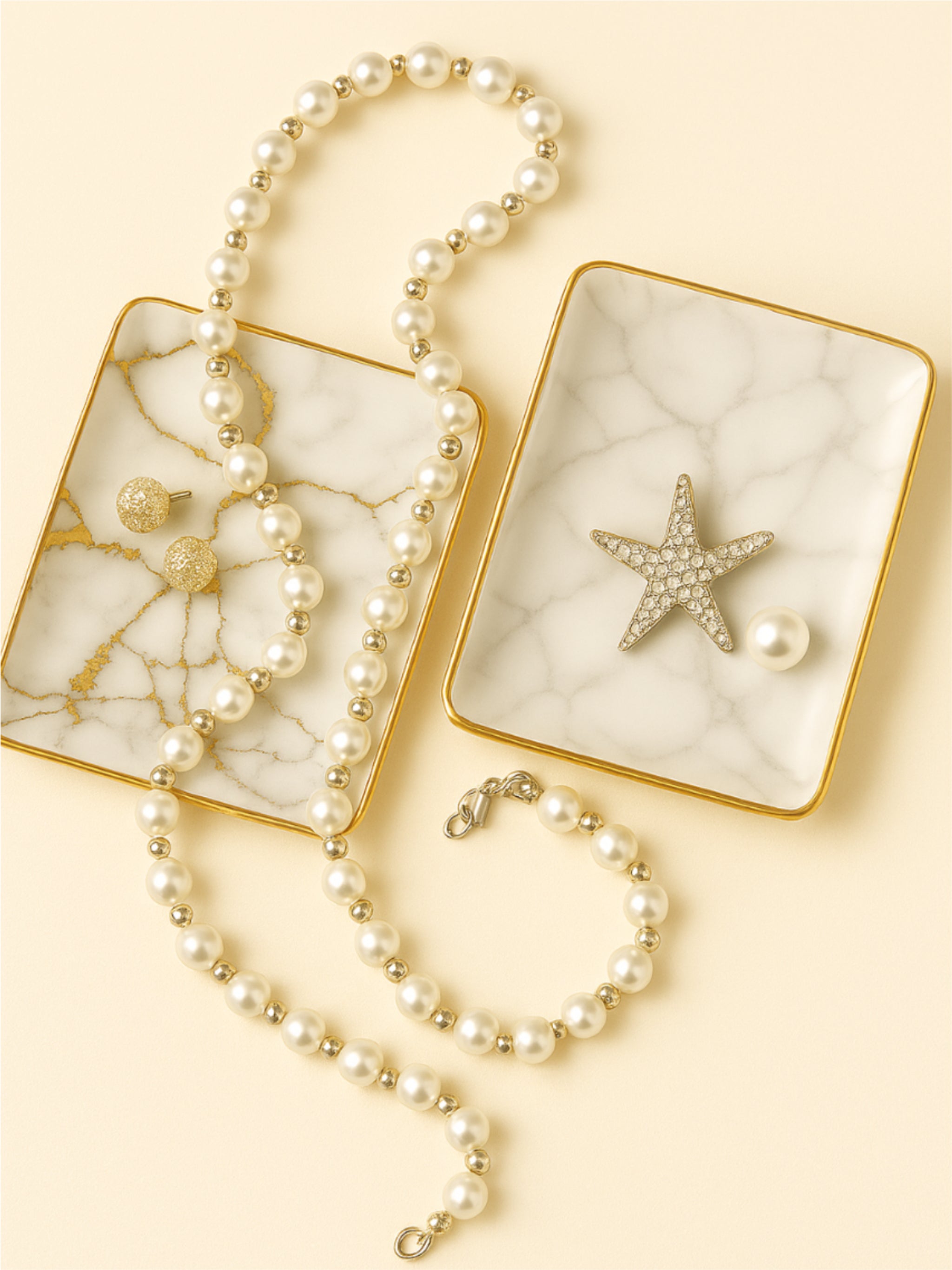 Luxury Marble Porcelain Rectangular Tray with Gold Trim