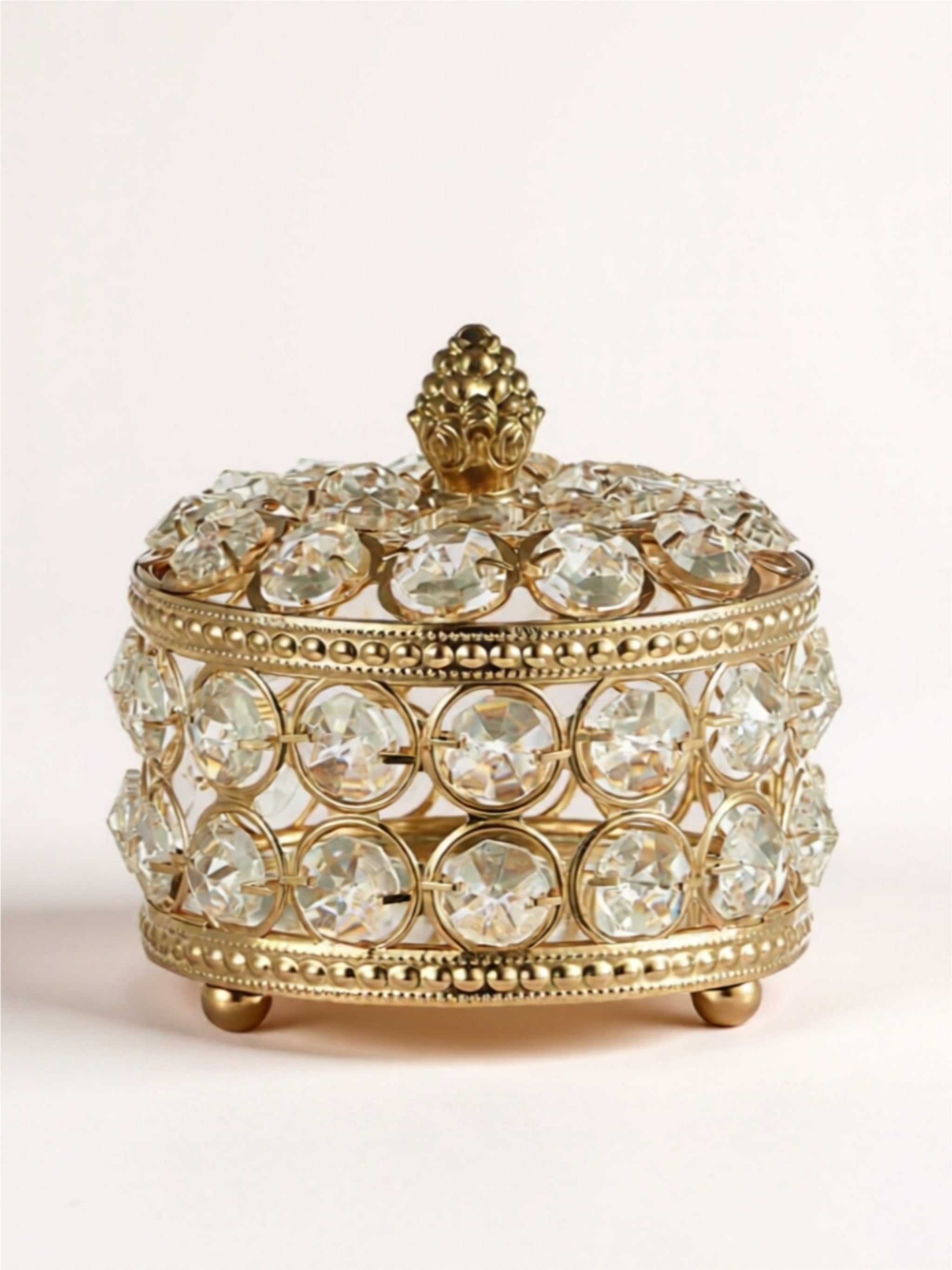 Luxury Metal & Crystal Decorative Storage Box