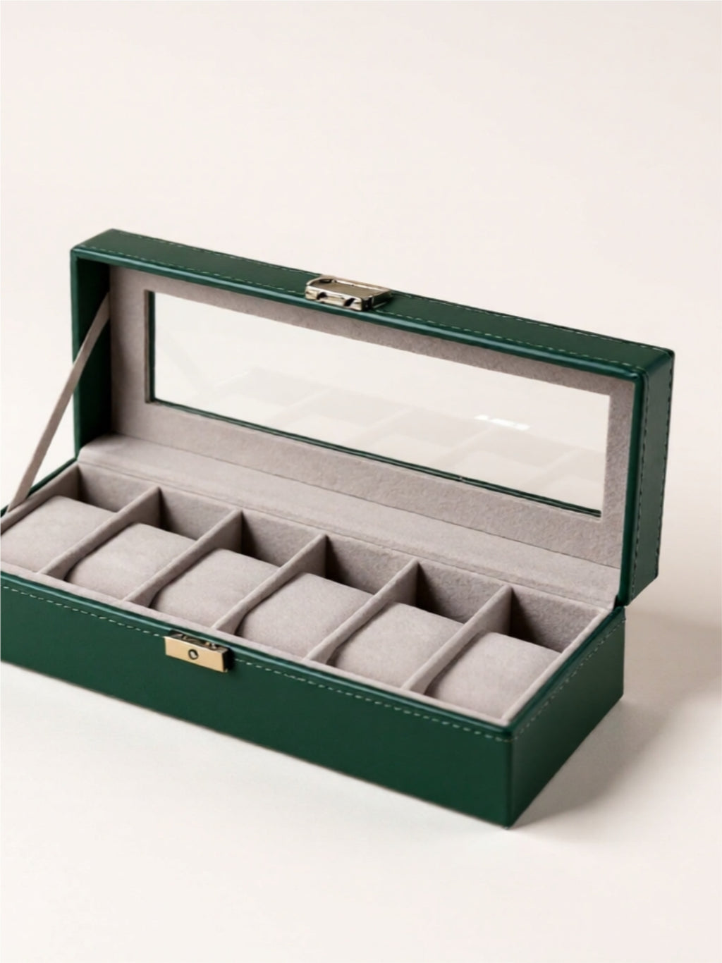 Luxury Watch Storage Box with Velvet Interior & Glass Lid