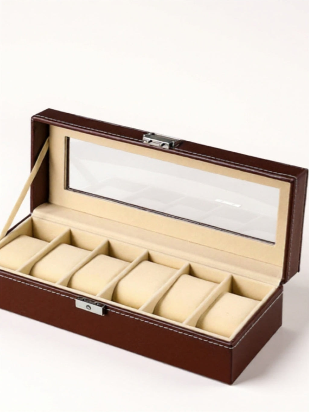 Luxury Watch Storage Box with Velvet Interior & Glass Lid