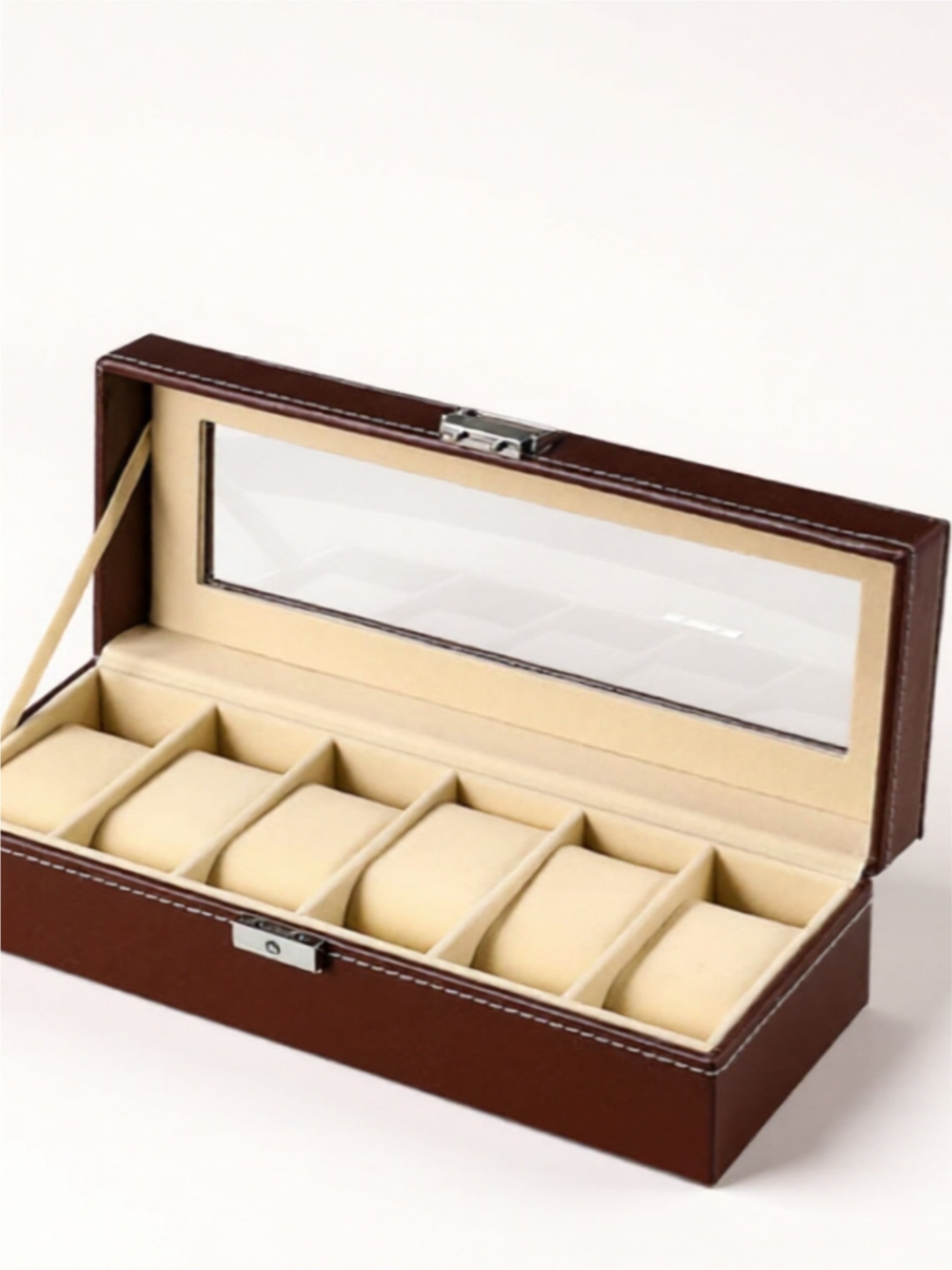 Luxury Watch Storage Box with Velvet Interior & Glass Lid
