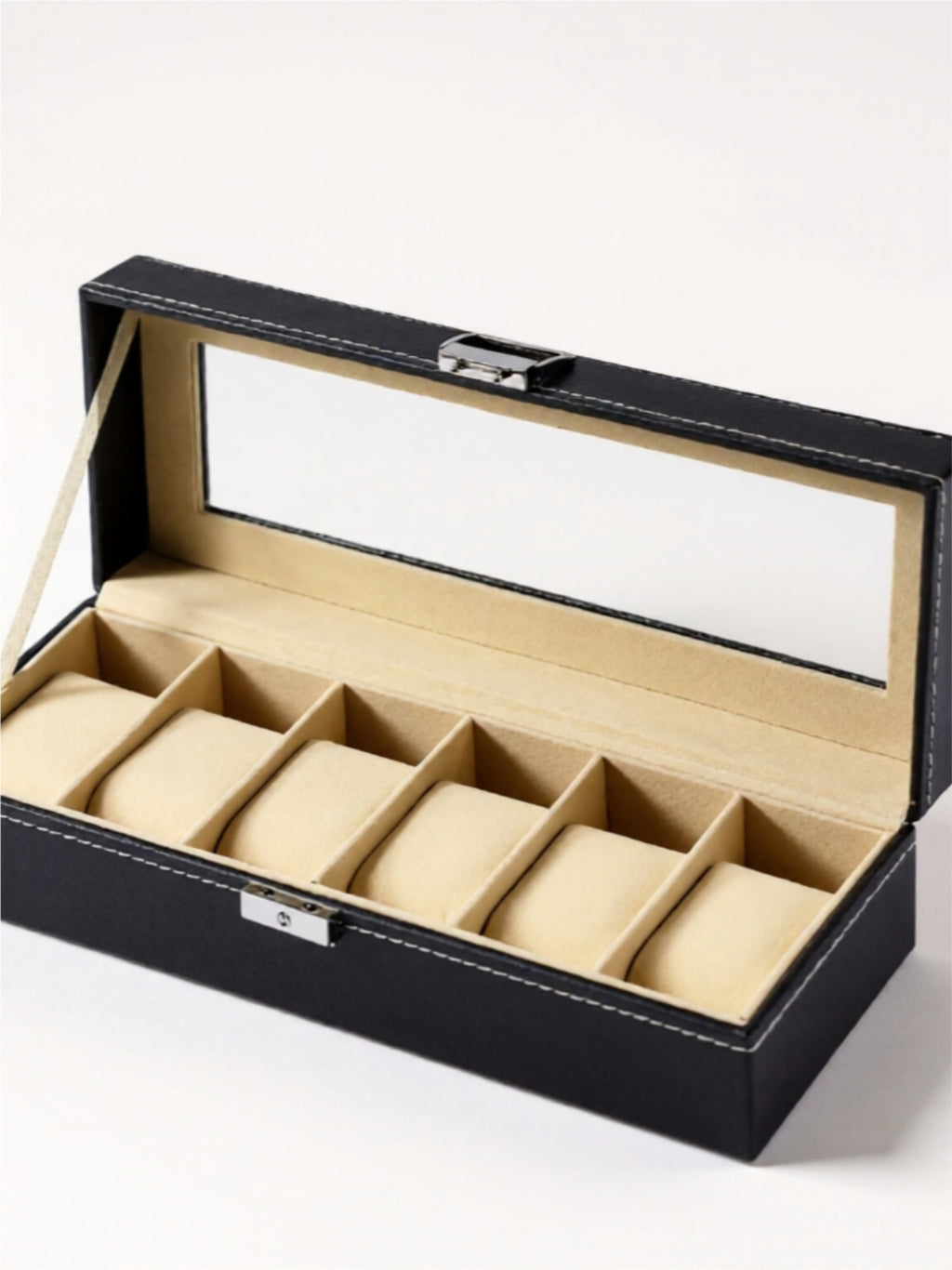 Luxury Watch Storage Box with Velvet Interior & Glass Lid