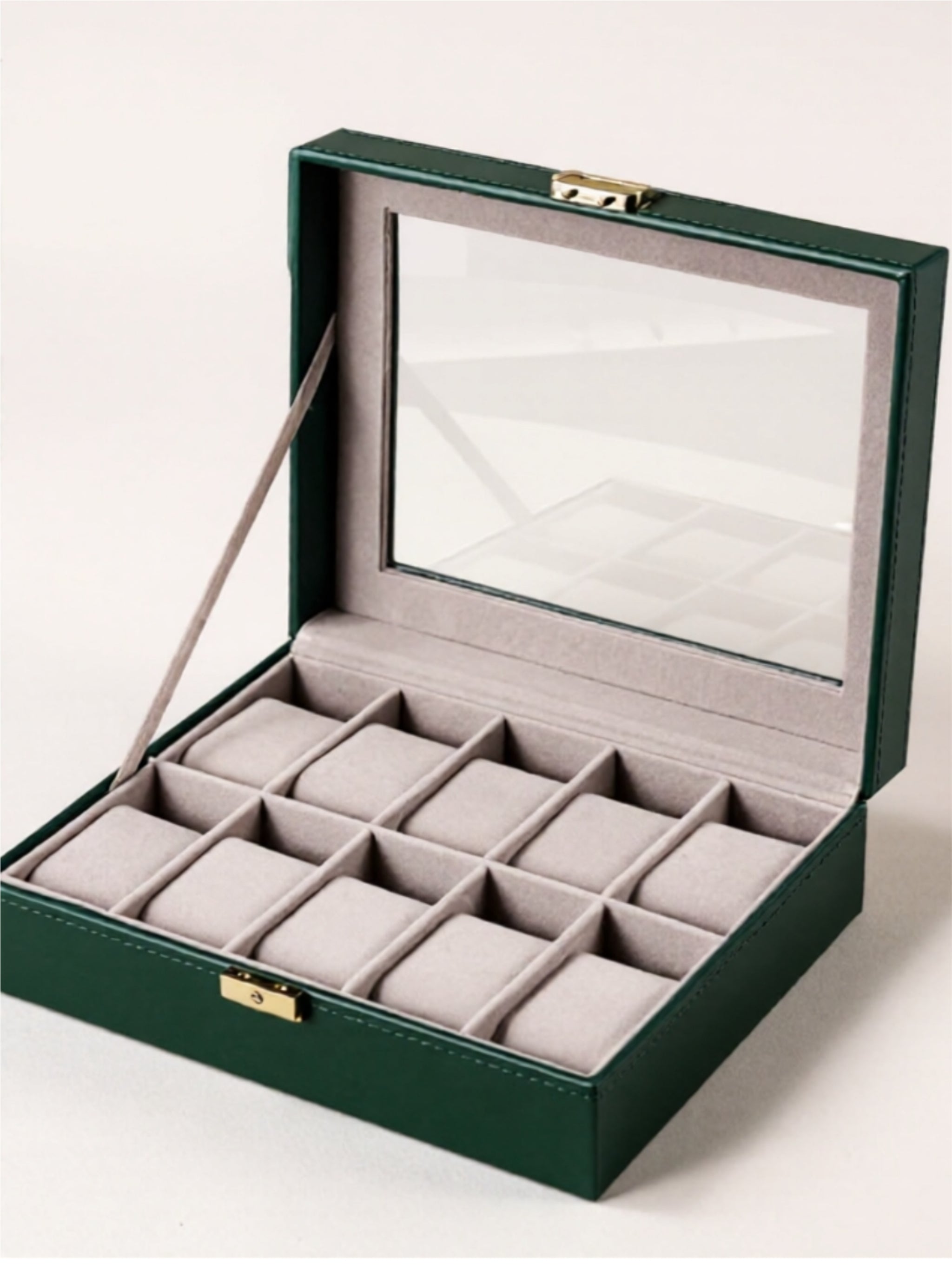 Luxury Watch Storage Box with Velvet Interior & Glass Lid