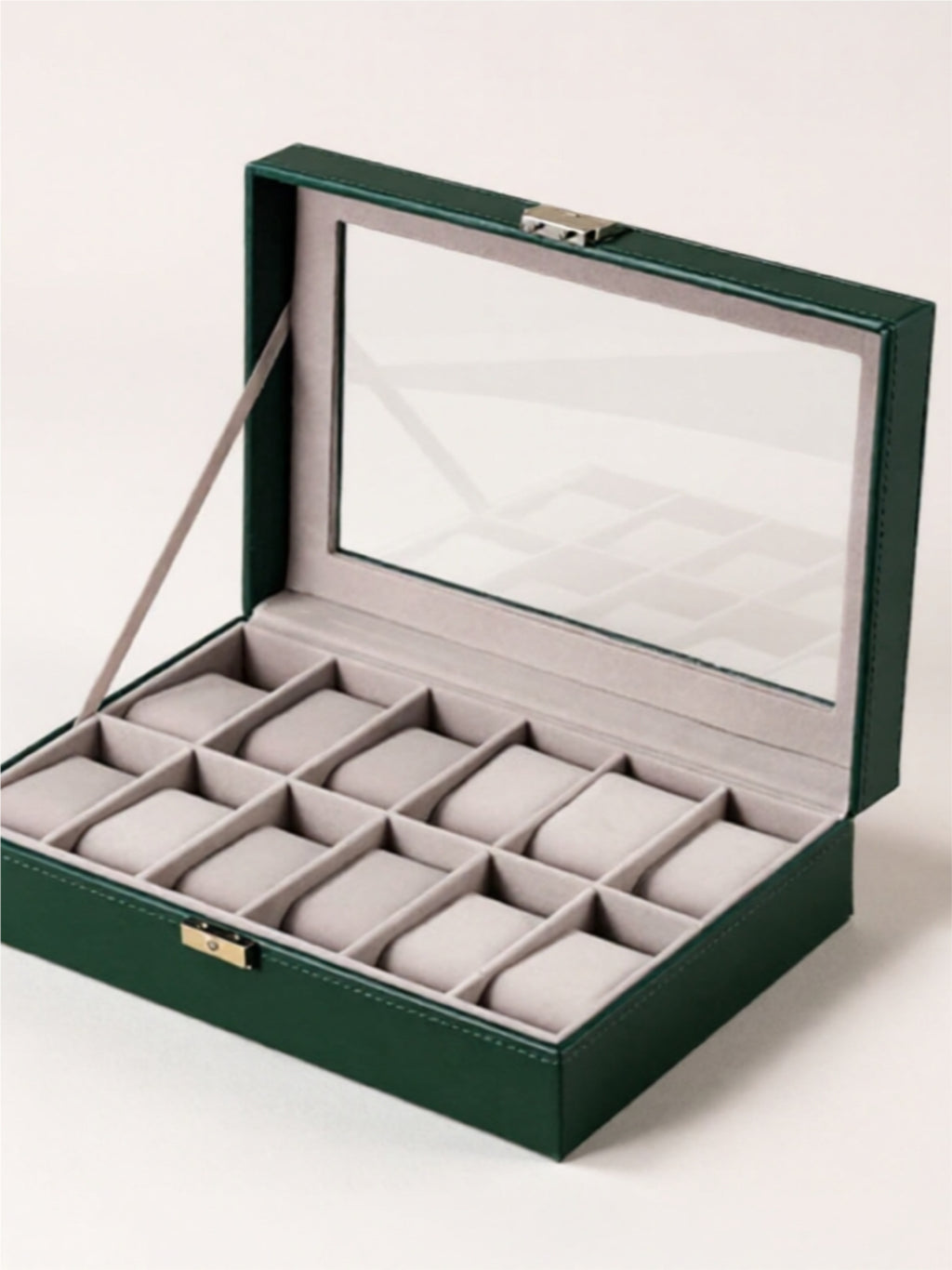 Luxury Watch Storage Box with Velvet Interior & Glass Lid