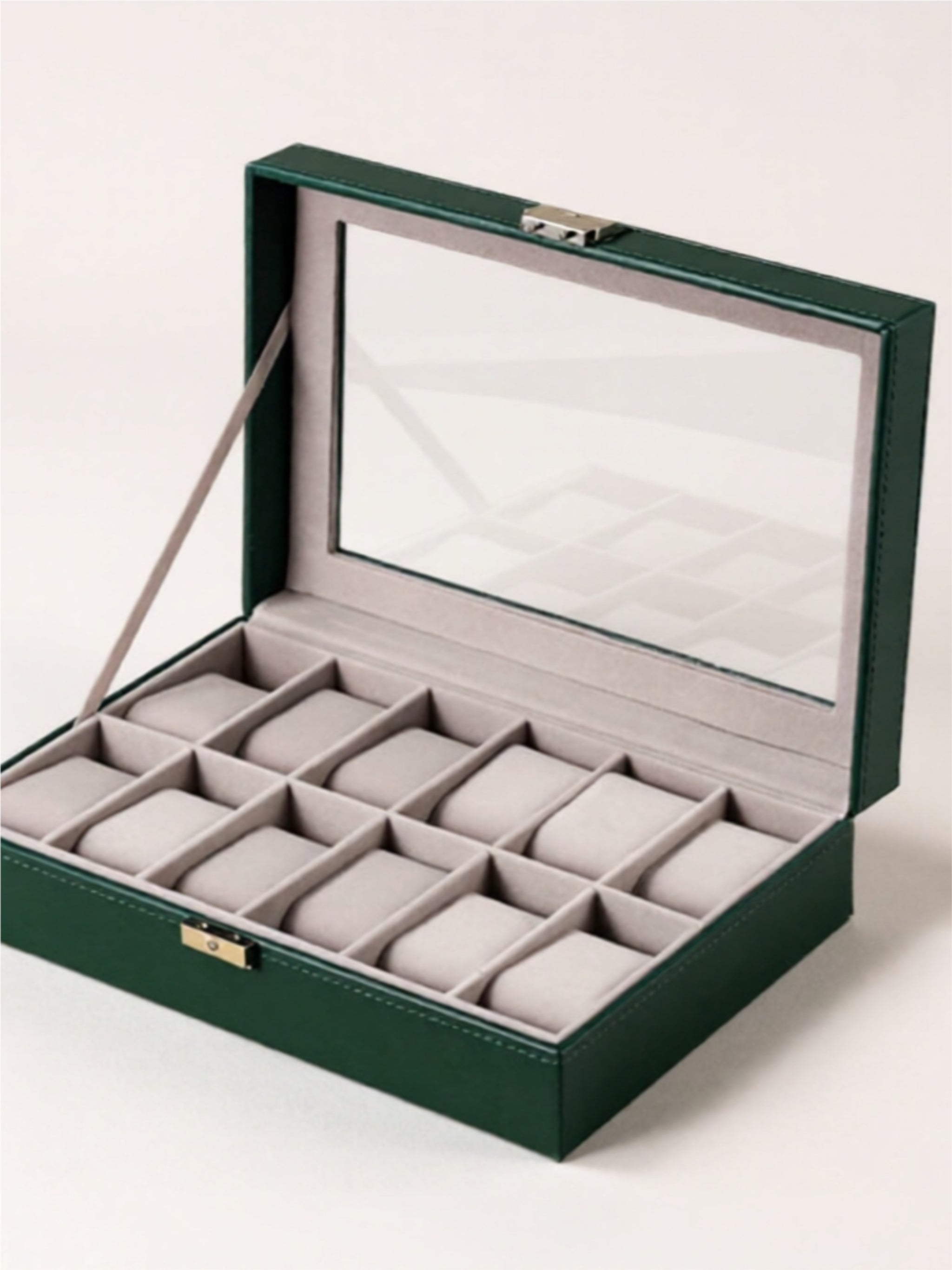 Luxury Watch Storage Box with Velvet Interior & Glass Lid