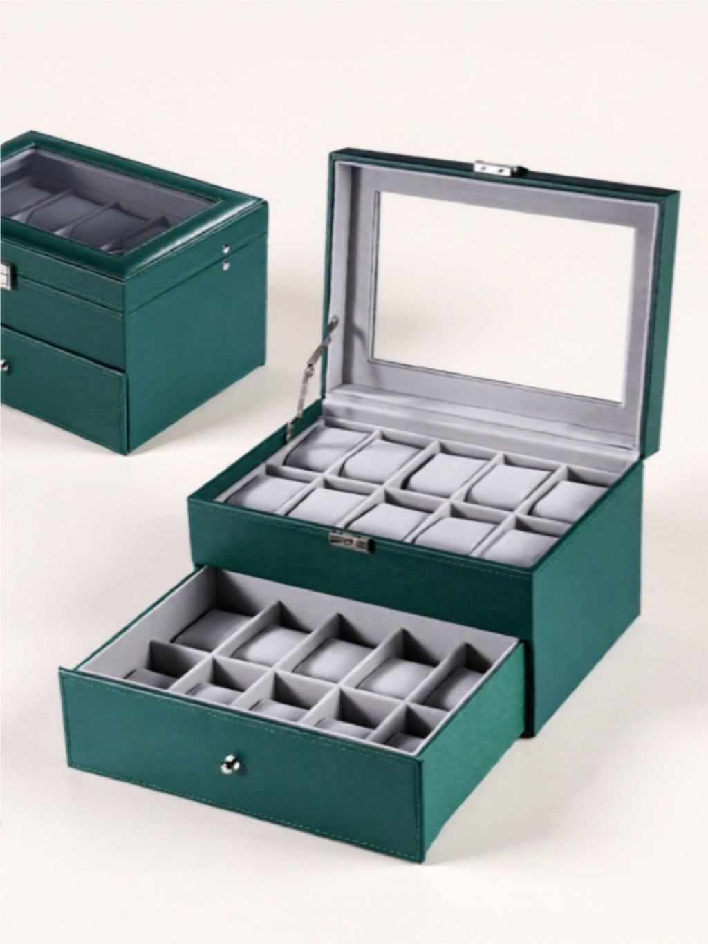 Luxury Watch Storage Box with Velvet Interior & Glass Lid