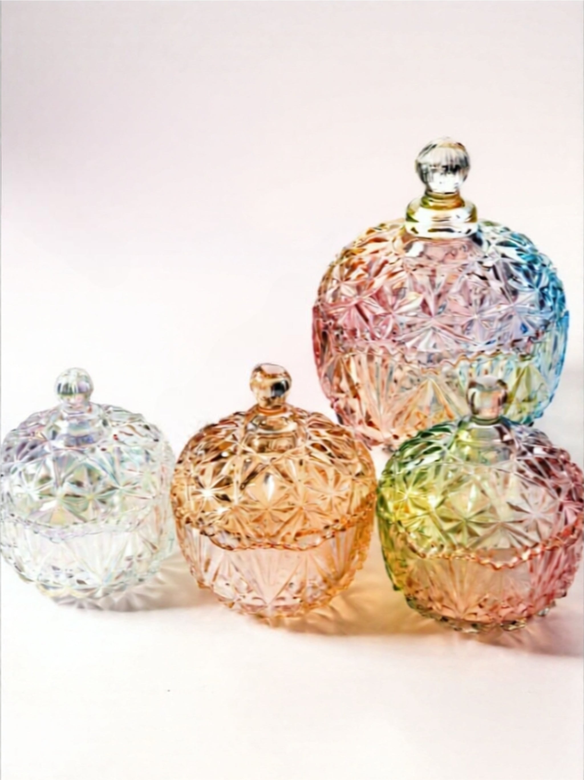 Iridescent Glass Candy Jar with Lid