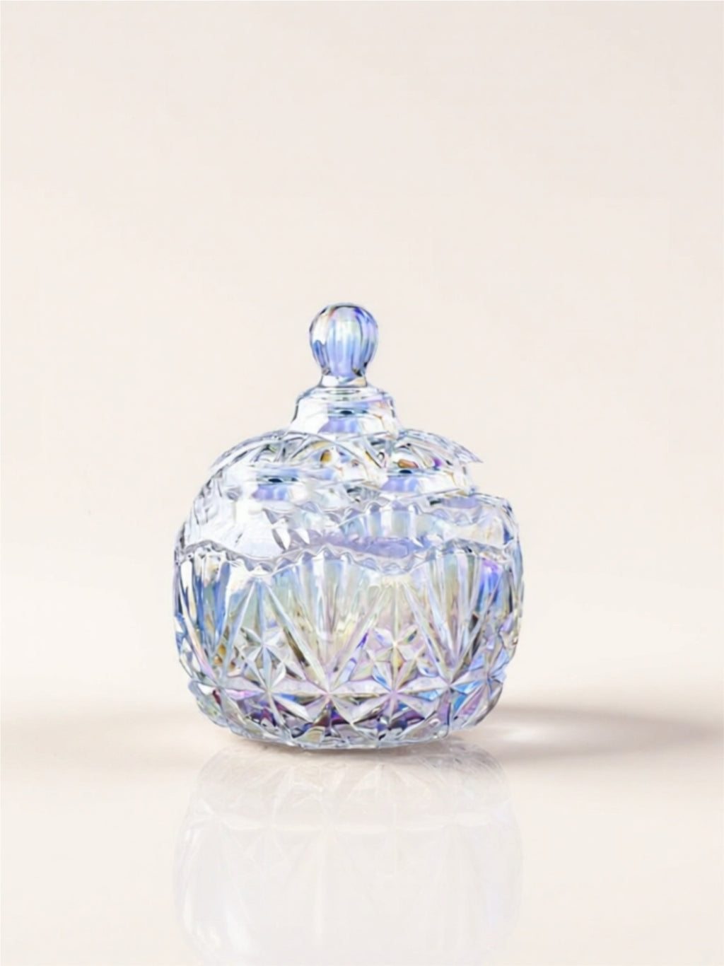 Iridescent Glass Candy Jar with Lid