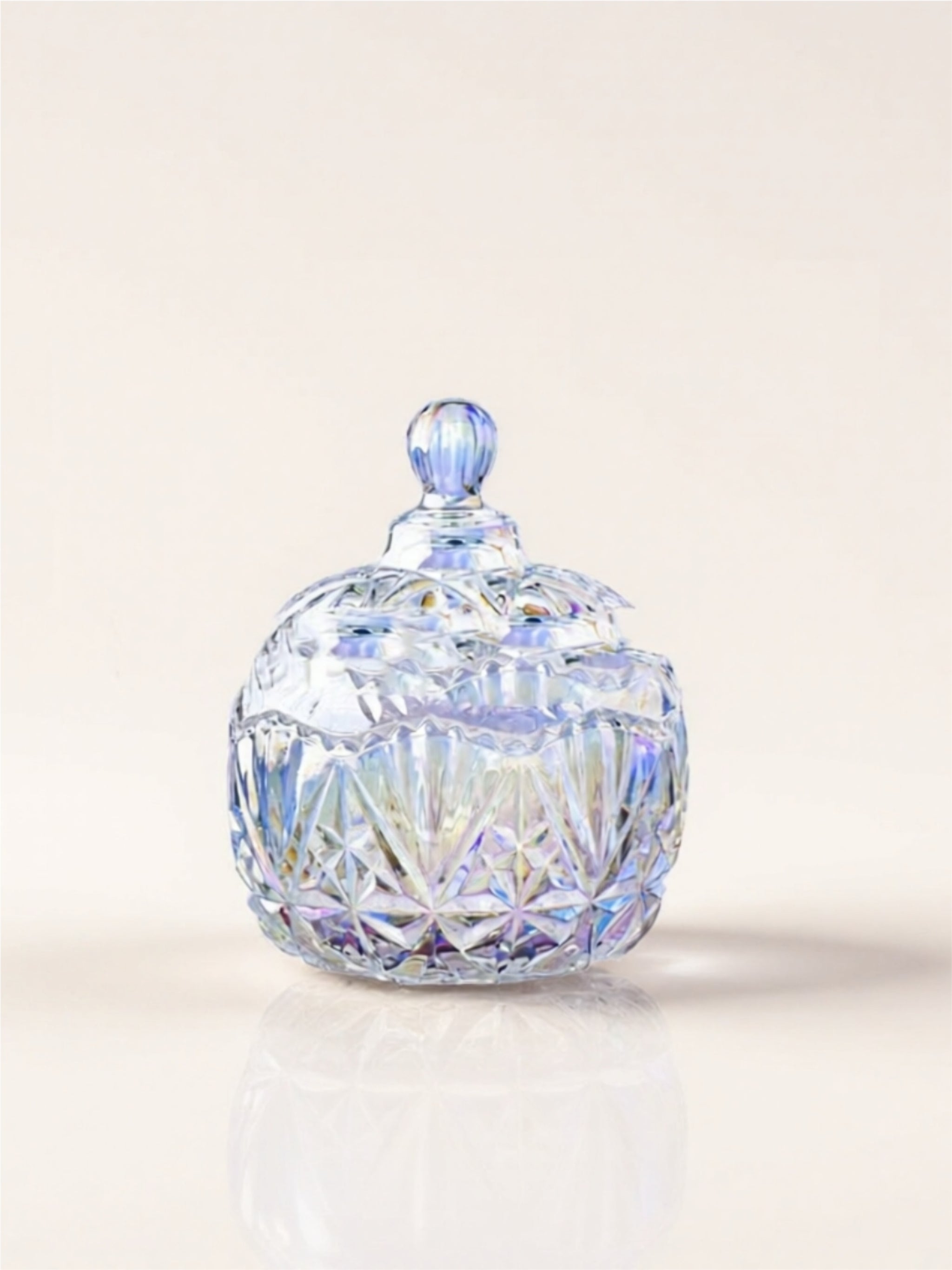 Iridescent Glass Candy Jar with Lid
