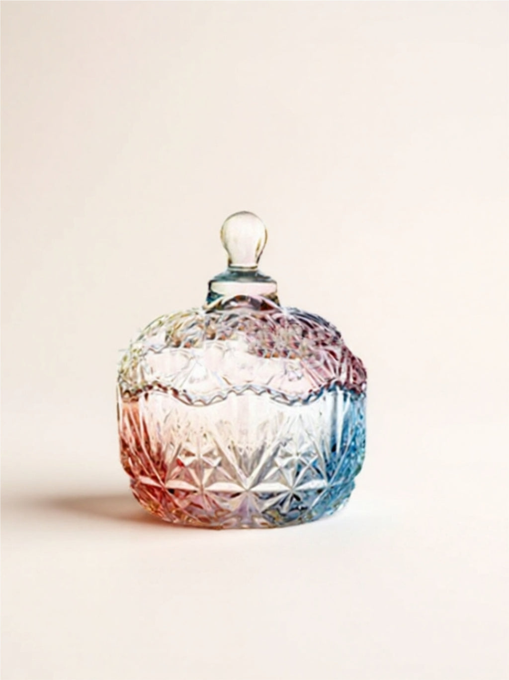 Iridescent Glass Candy Jar with Lid
